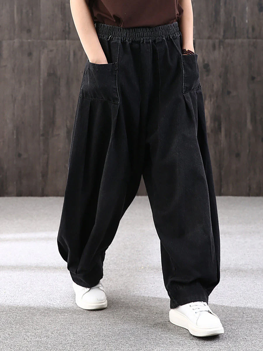 Pantalon large décontracté pour femme style streetwear avec poches, taille élastique, idéal pour un look urbain tendance - Image 6