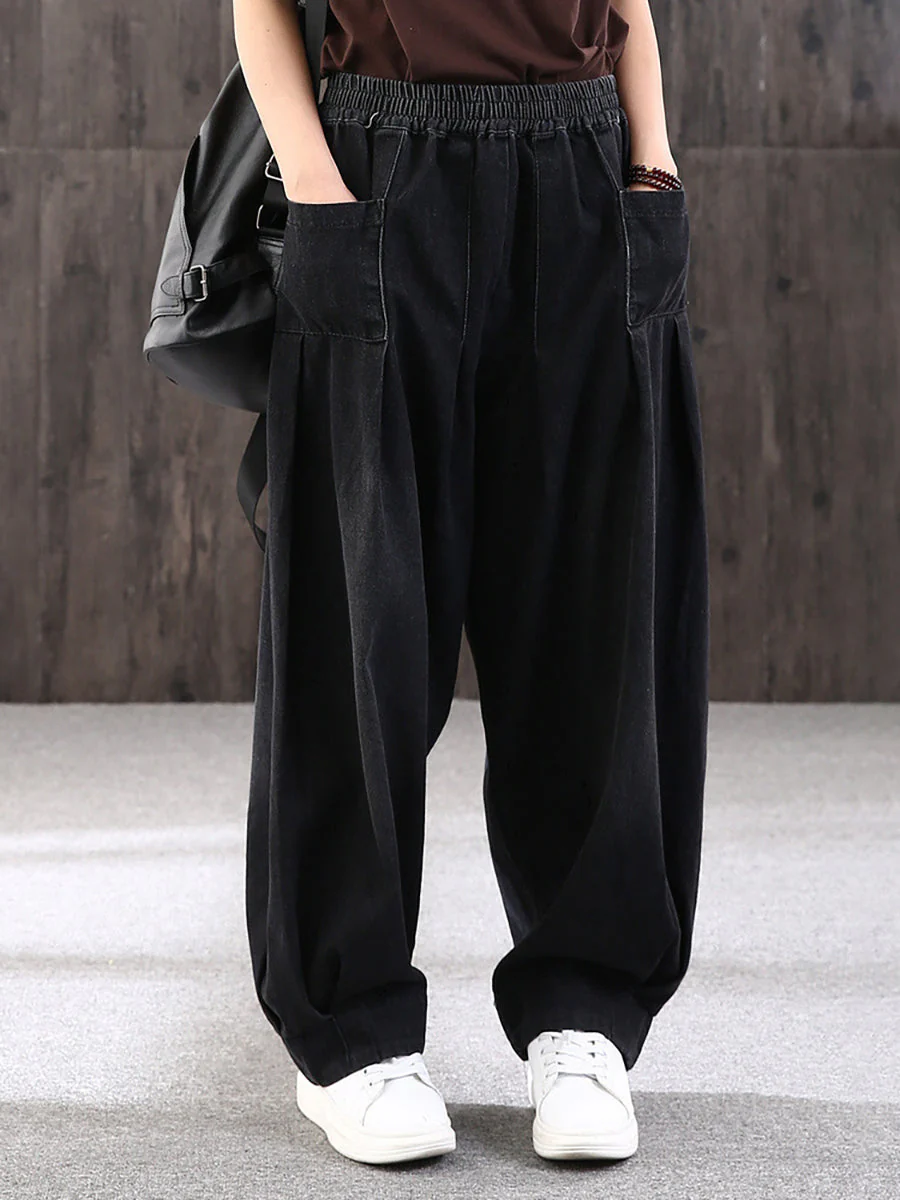 Pantalon large décontracté pour femme style streetwear avec poches, taille élastique, idéal pour un look urbain tendance - Image 9