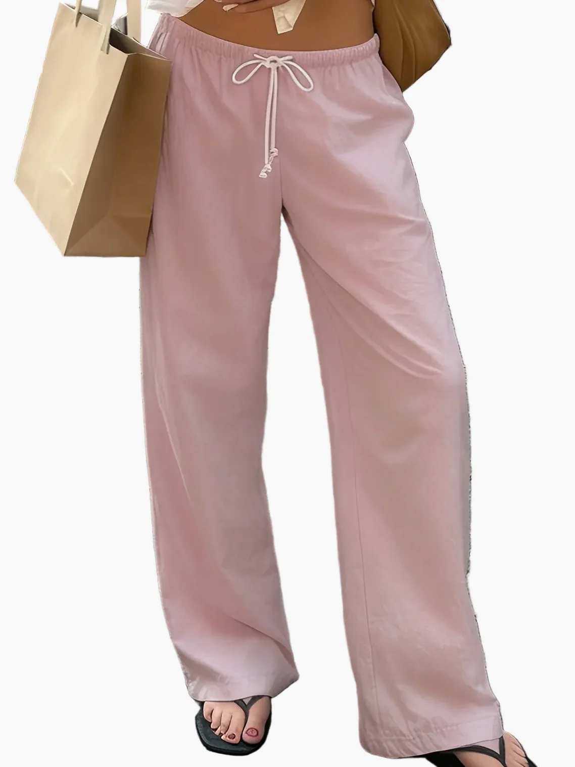 Pantalon large décontracté femme taille haute à jambes droites pour look urbain chic - Image 11