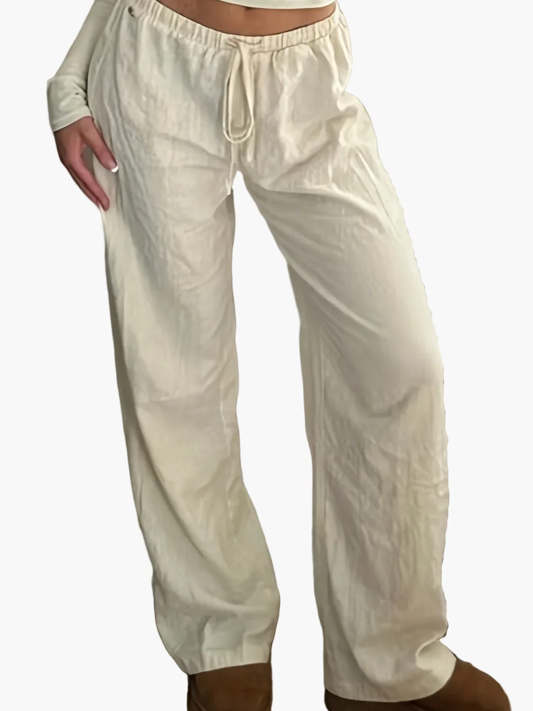 Pantalon large décontracté femme taille haute à jambes droites pour look urbain chic - Image 12