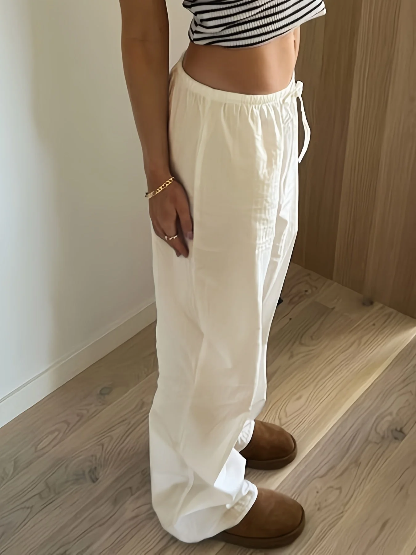 Pantalon large décontracté femme taille haute à jambes droites pour look urbain chic - Image 6