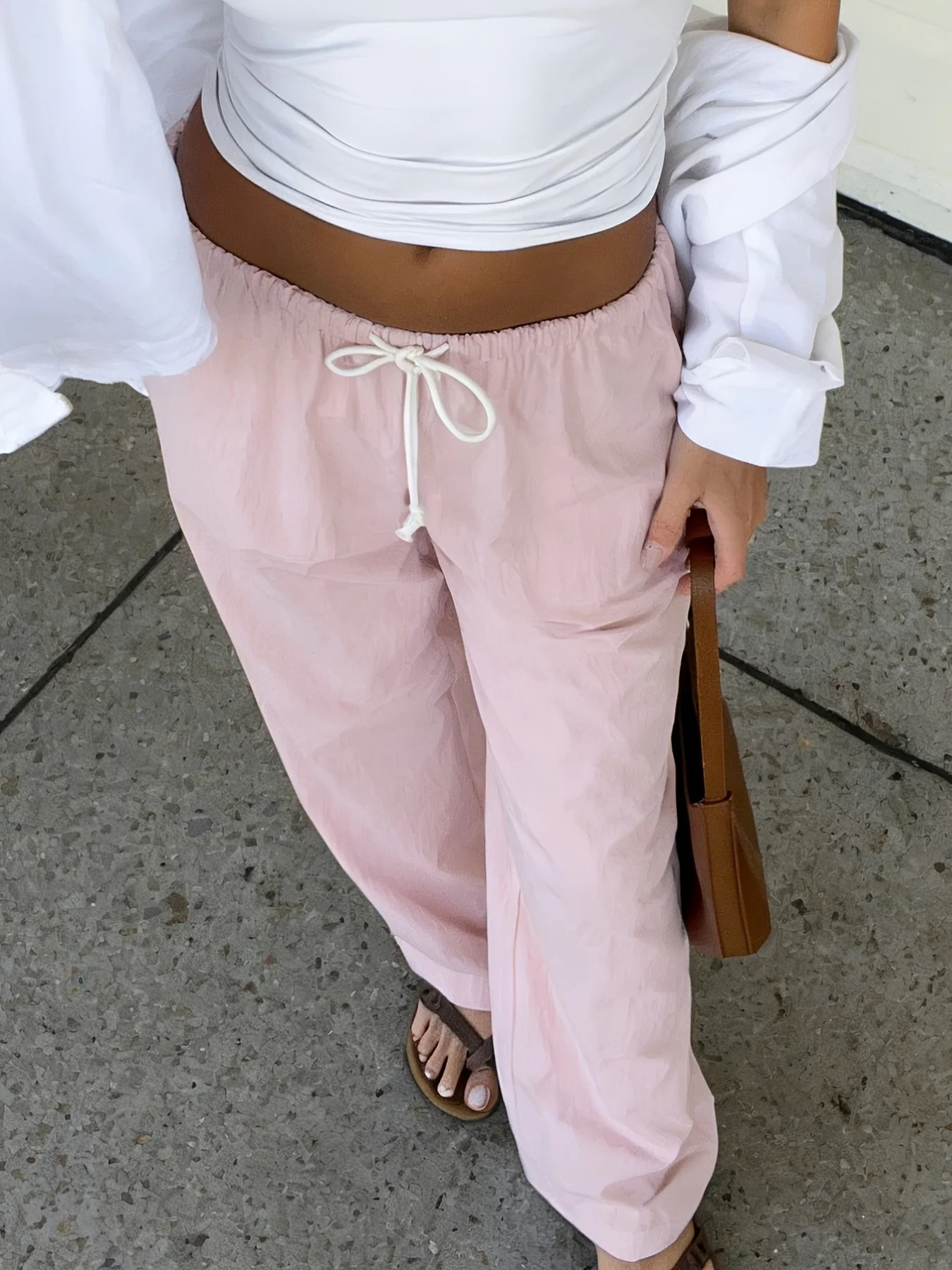 Pantalon large décontracté femme taille haute à jambes droites pour look urbain chic - Image 7