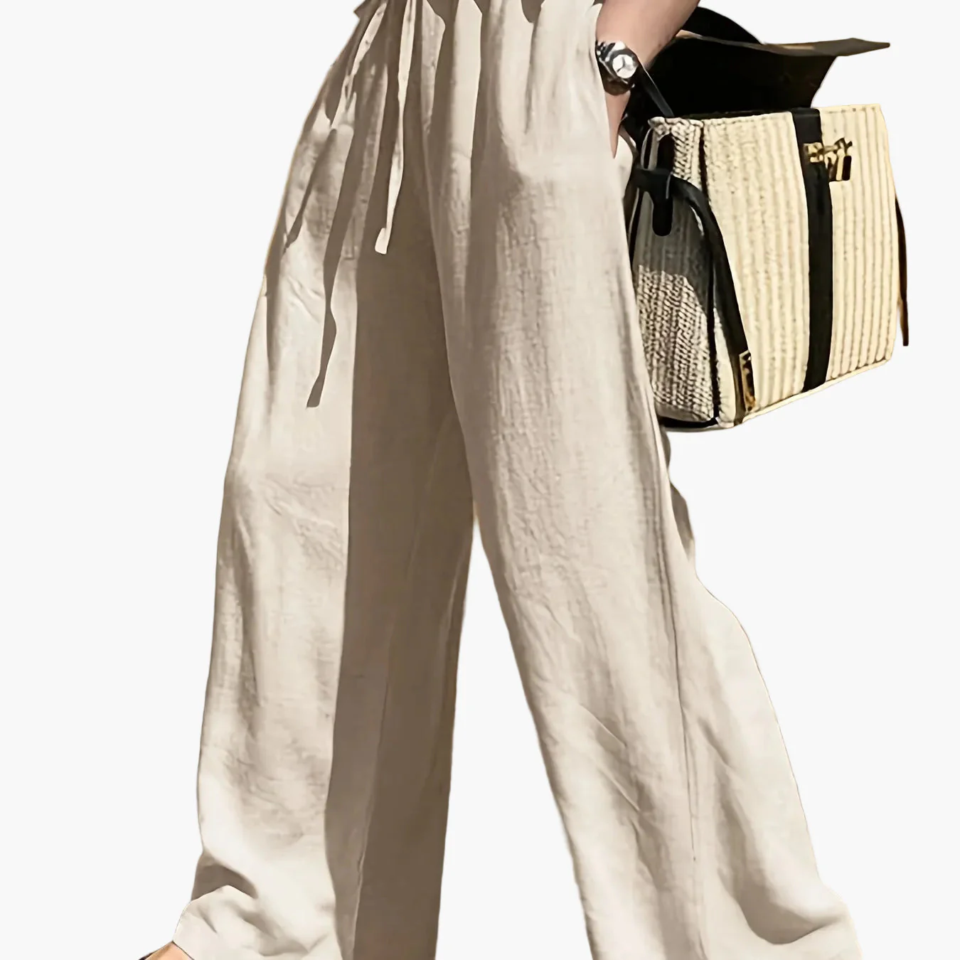 Pantalon large femme style décontracté chic avec taille à cordon – Idéal pour le printemps et l'été - Image 10