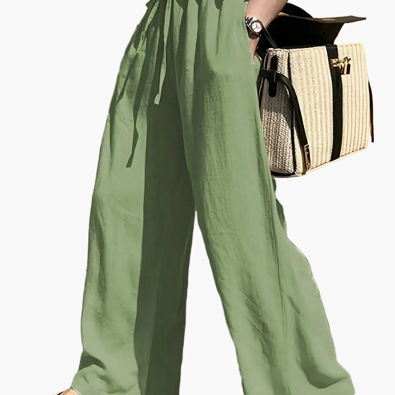 Pantalon large femme style décontracté chic avec taille à cordon – Idéal pour le printemps et l'été - Image 11