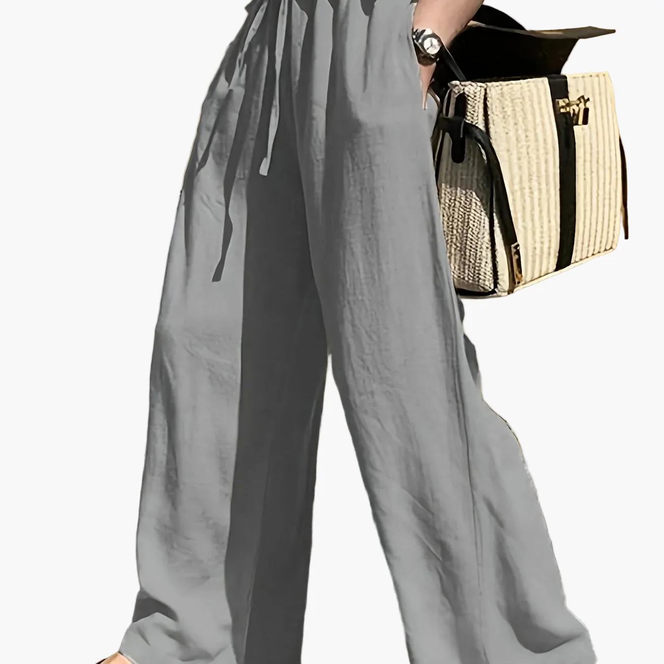 Pantalon large femme style décontracté chic avec taille à cordon – Idéal pour le printemps et l'été - Image 12