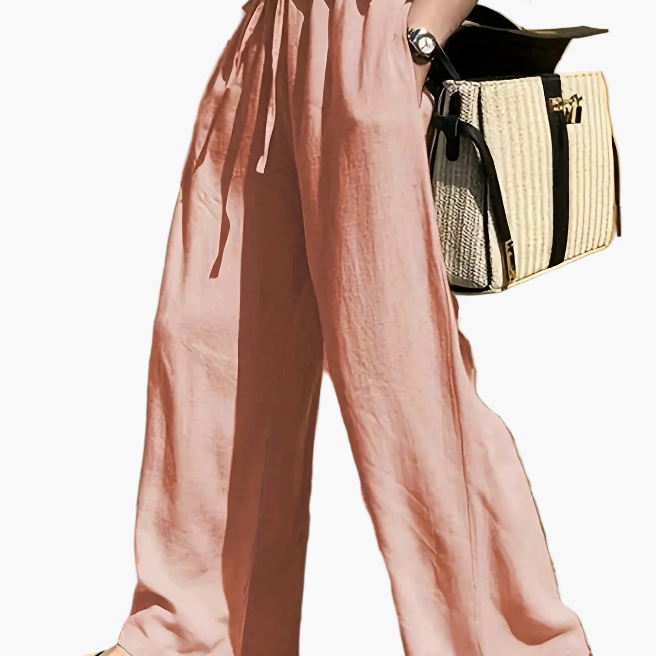 Pantalon large femme style décontracté chic avec taille à cordon – Idéal pour le printemps et l'été - Image 13