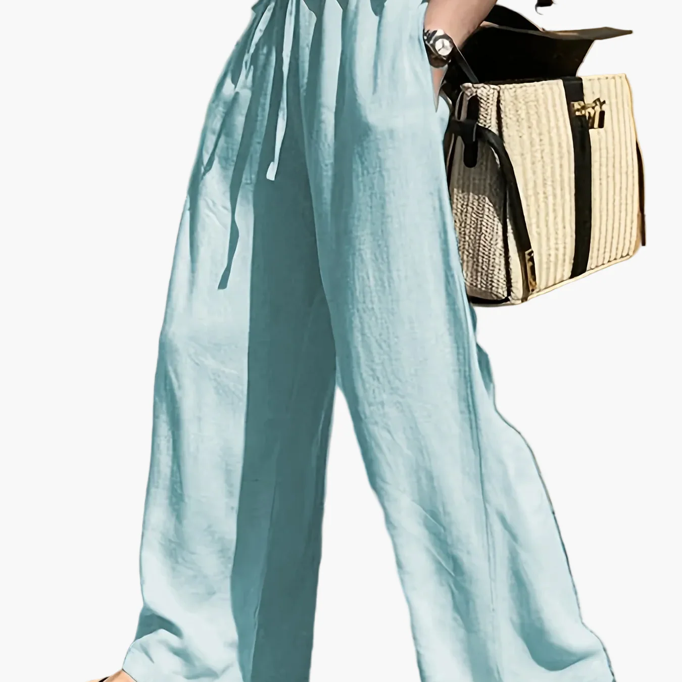 Pantalon large femme style décontracté chic avec taille à cordon – Idéal pour le printemps et l'été - Image 14