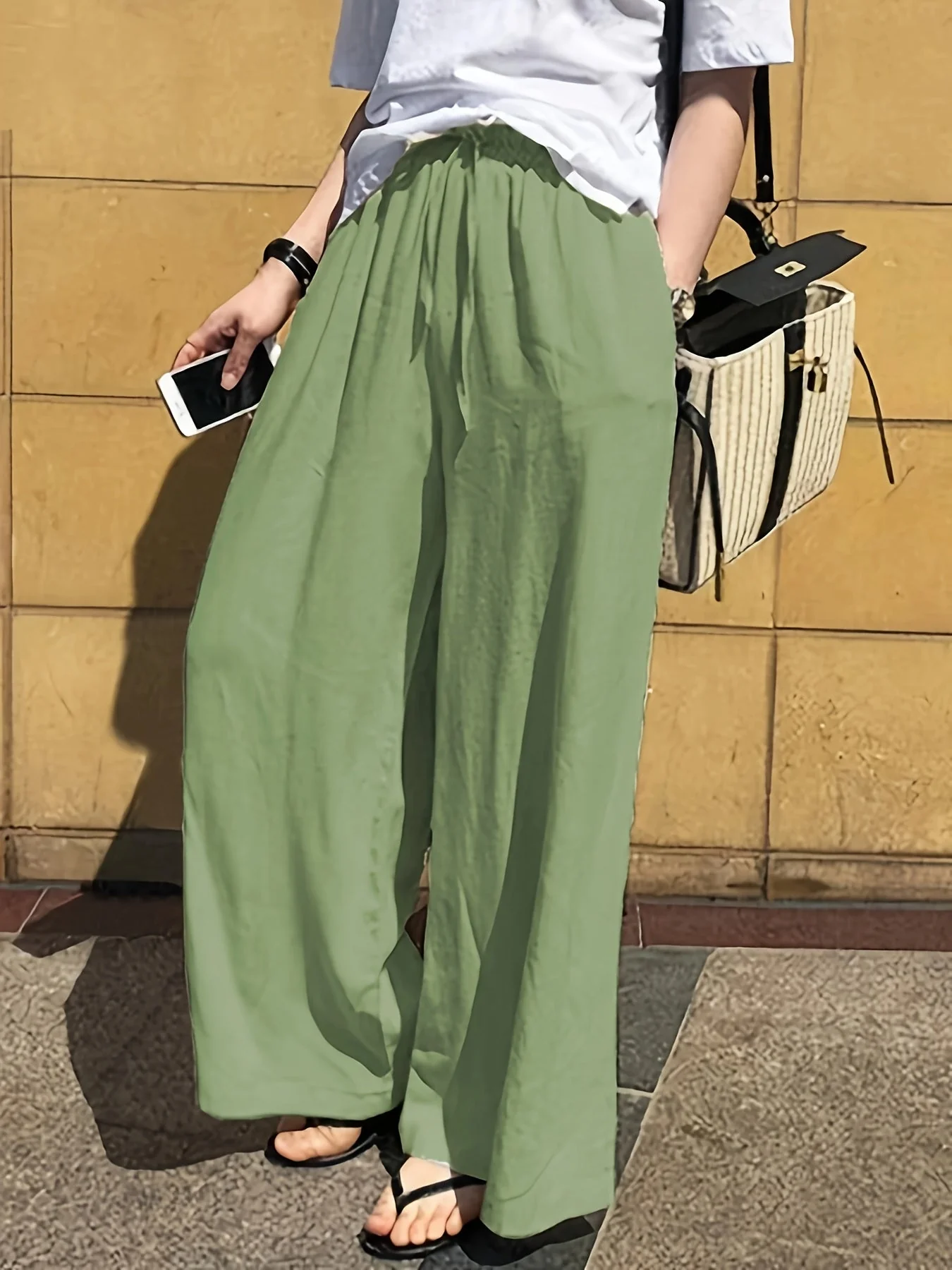 Pantalon large femme style décontracté chic avec taille à cordon – Idéal pour le printemps et l'été - Image 8