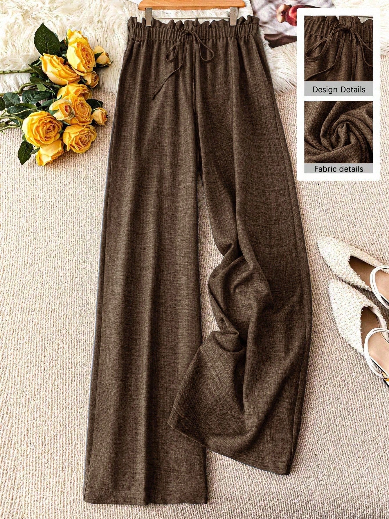 Pantalon large femme style décontracté à taille élastique – Idéal printemps et été - Image 2