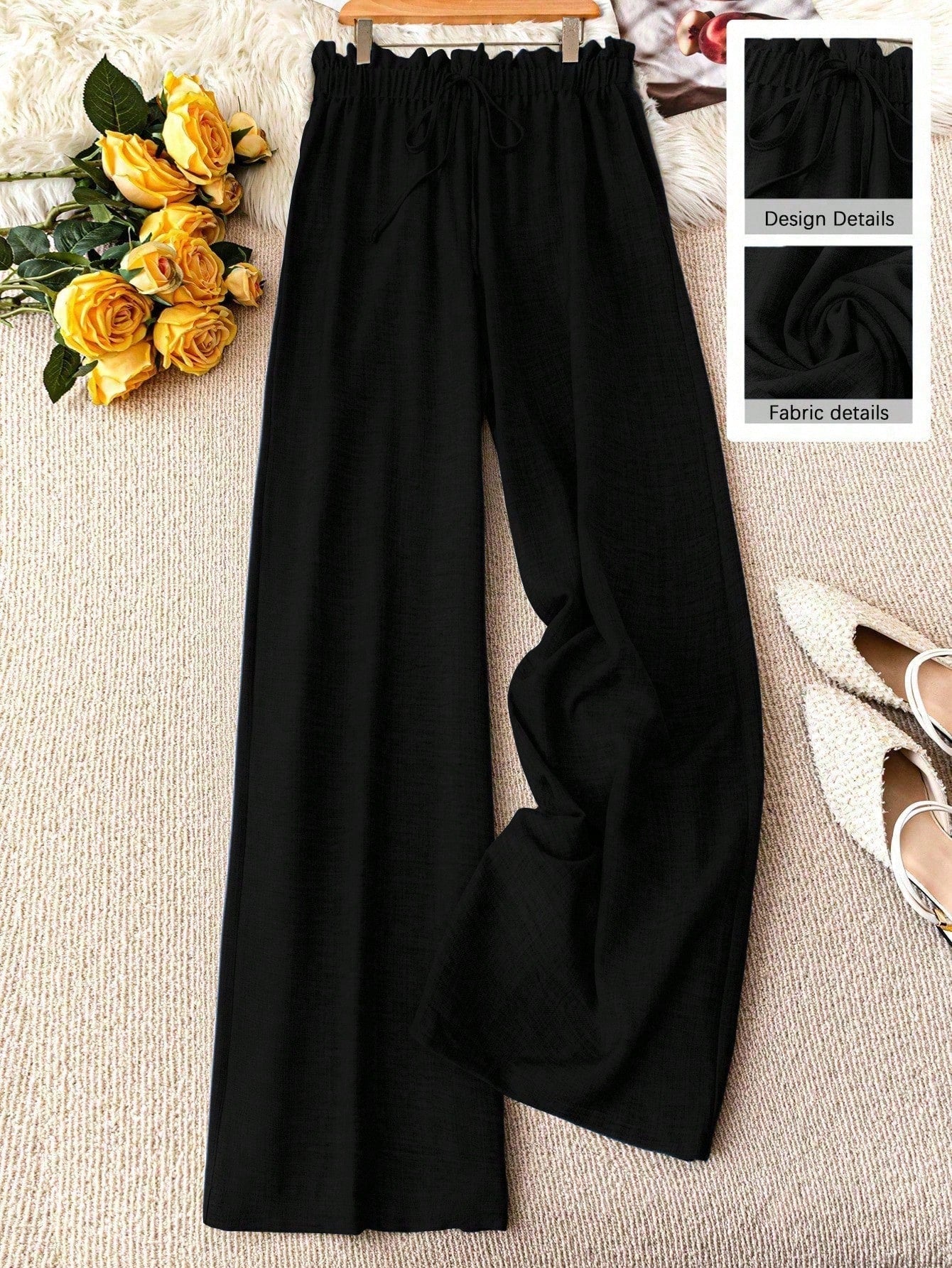 Pantalon large femme style décontracté à taille élastique – Idéal printemps et été - Image 3