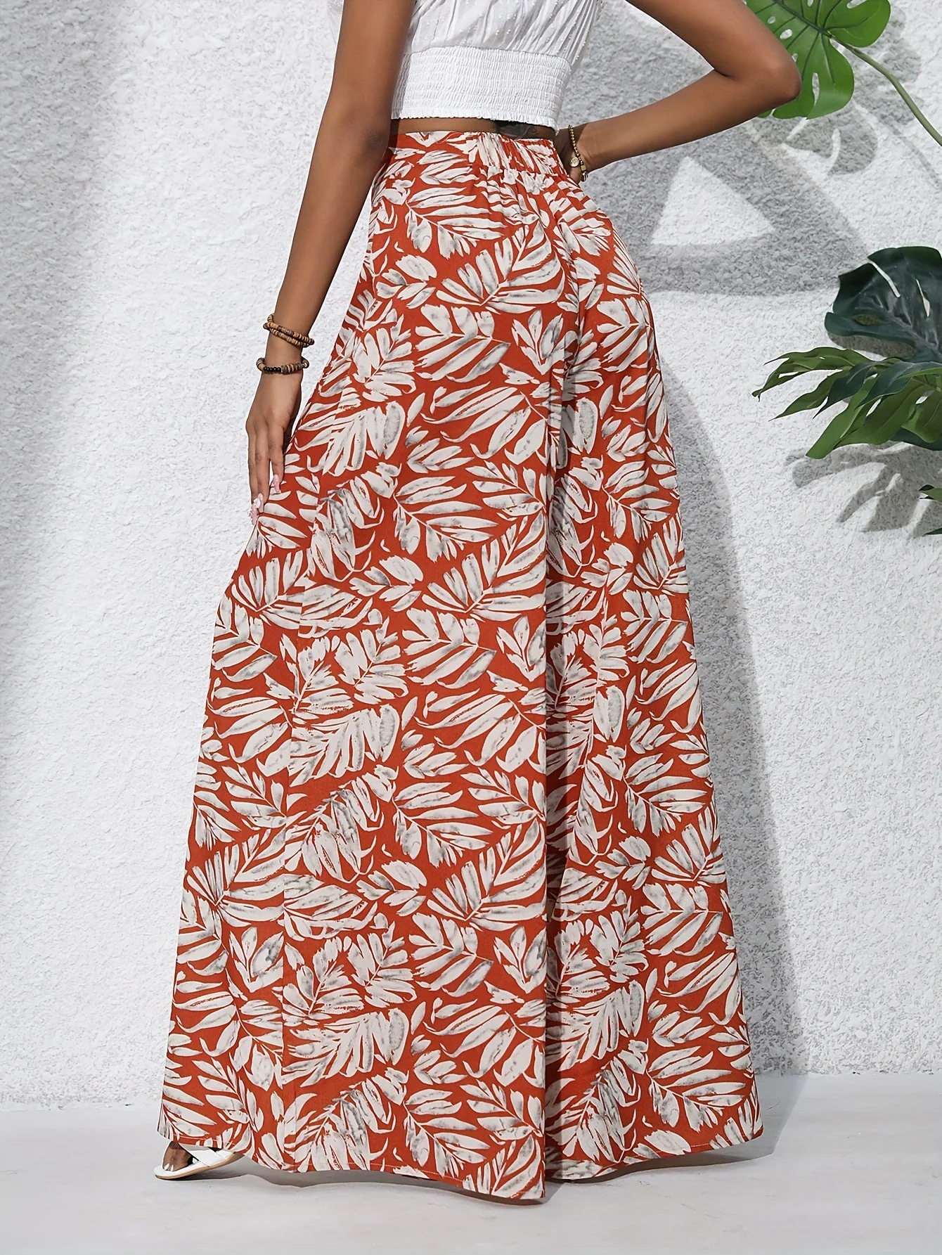 Pantalon large femme style tropical décontracté pour plage et été - Image 10