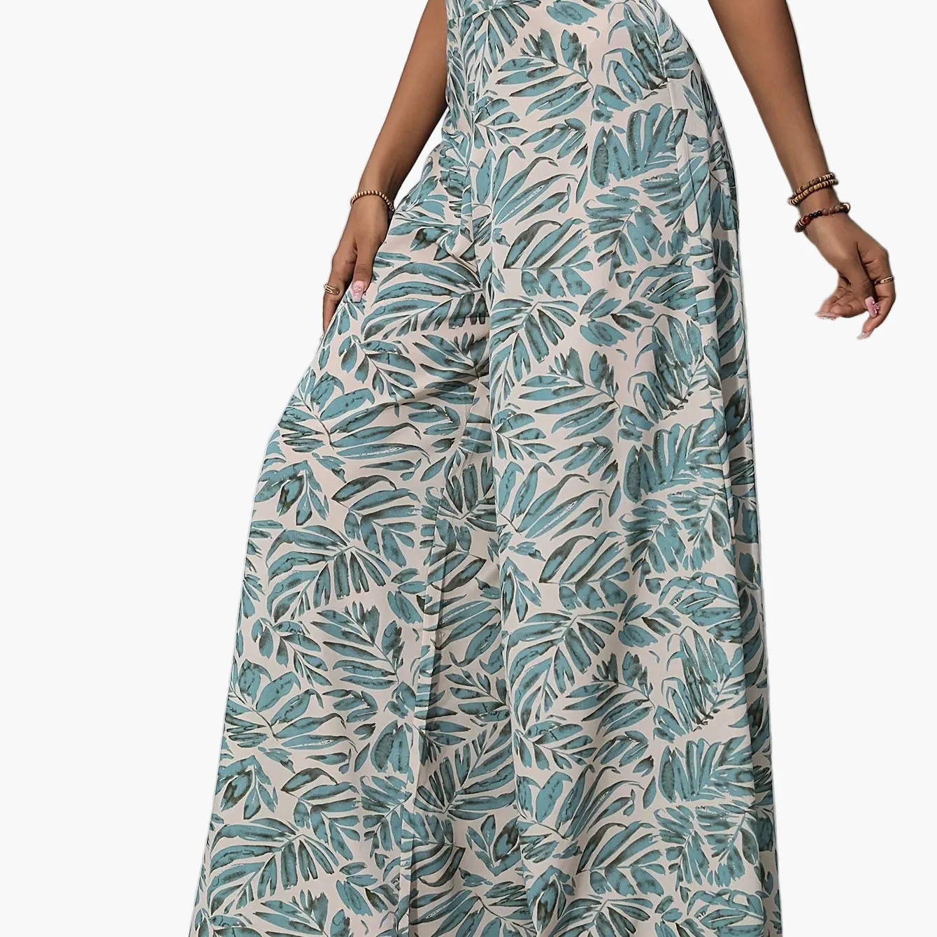 Pantalon large femme style tropical décontracté pour plage et été - Image 11