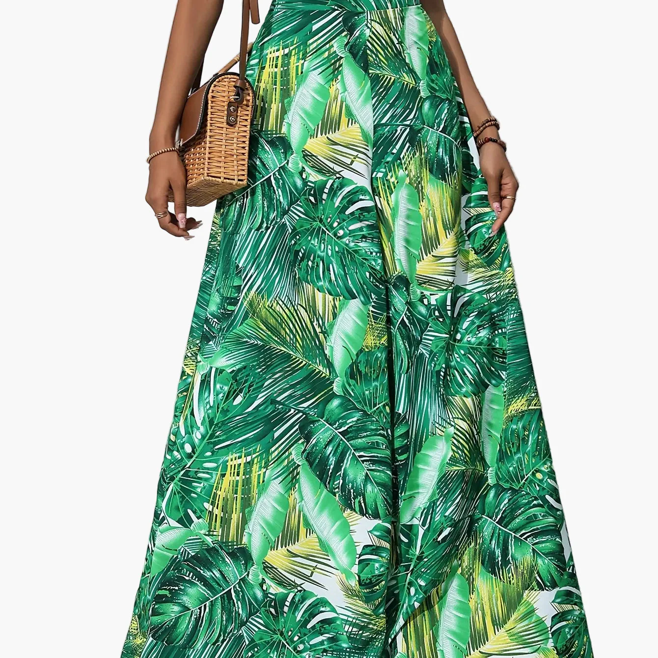Pantalon large femme style tropical décontracté pour plage et été - Image 12