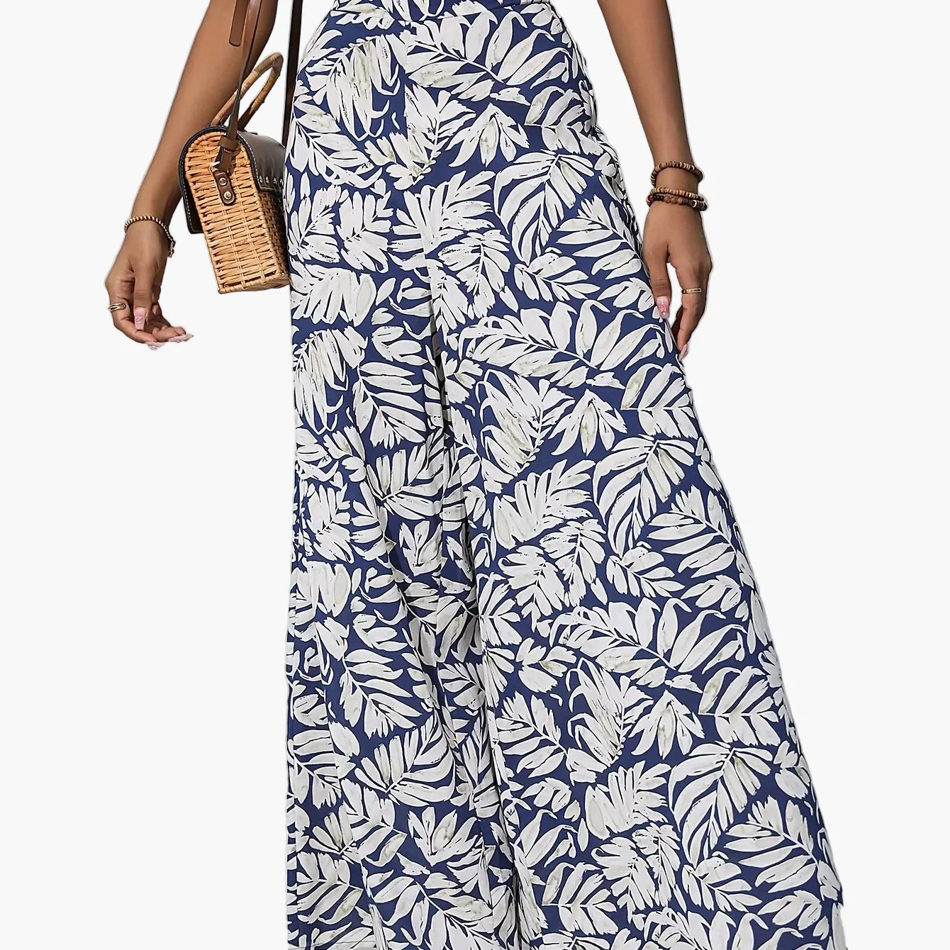 Pantalon large femme style tropical décontracté pour plage et été - Image 13
