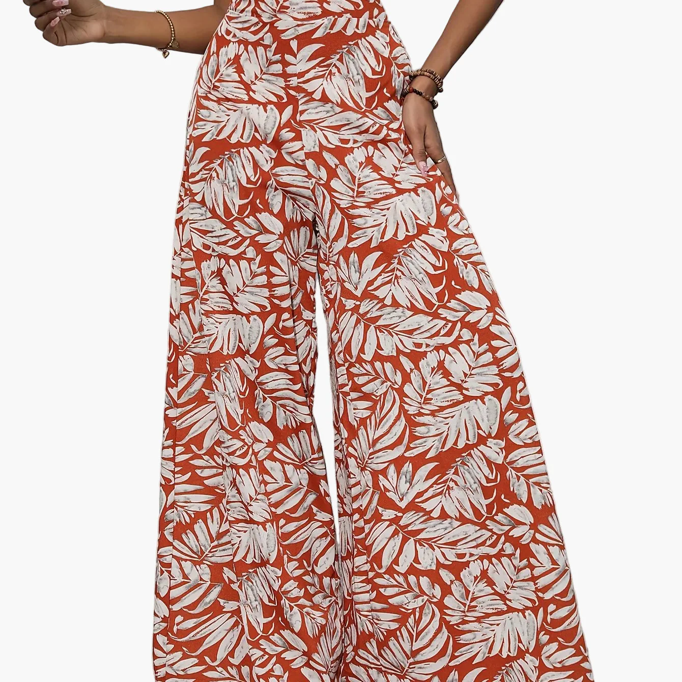 Pantalon large femme style tropical décontracté pour plage et été - Image 14