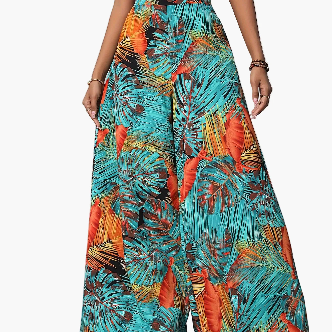 Pantalon large femme style tropical décontracté pour plage et été - Image 15