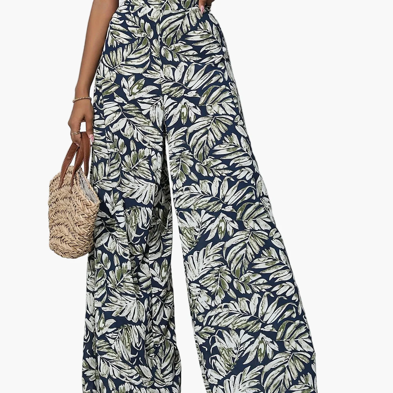 Pantalon large femme style tropical décontracté pour plage et été - Image 16