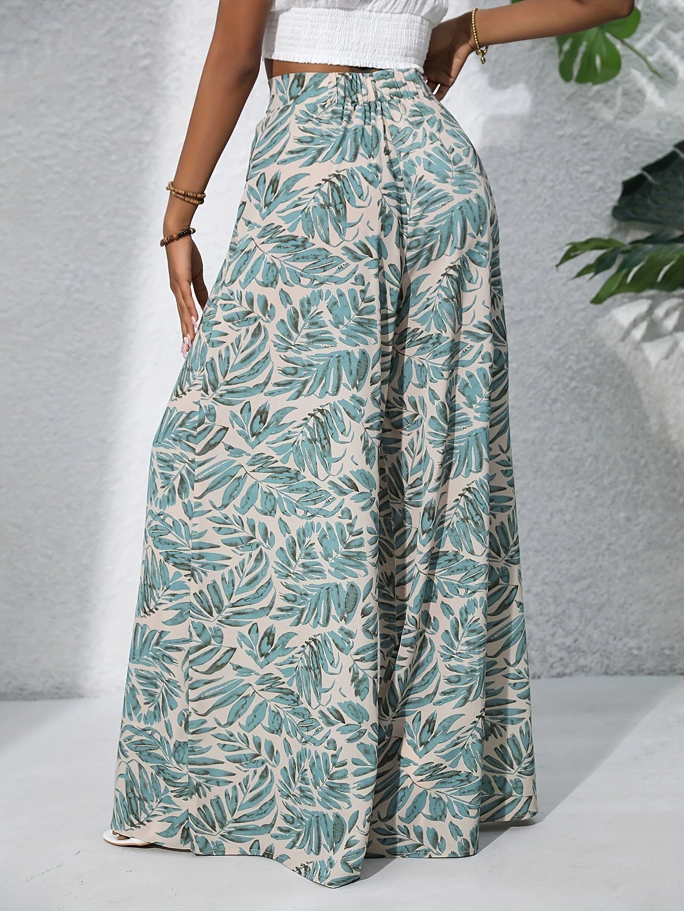 Pantalon large femme style tropical décontracté pour plage et été - Image 9