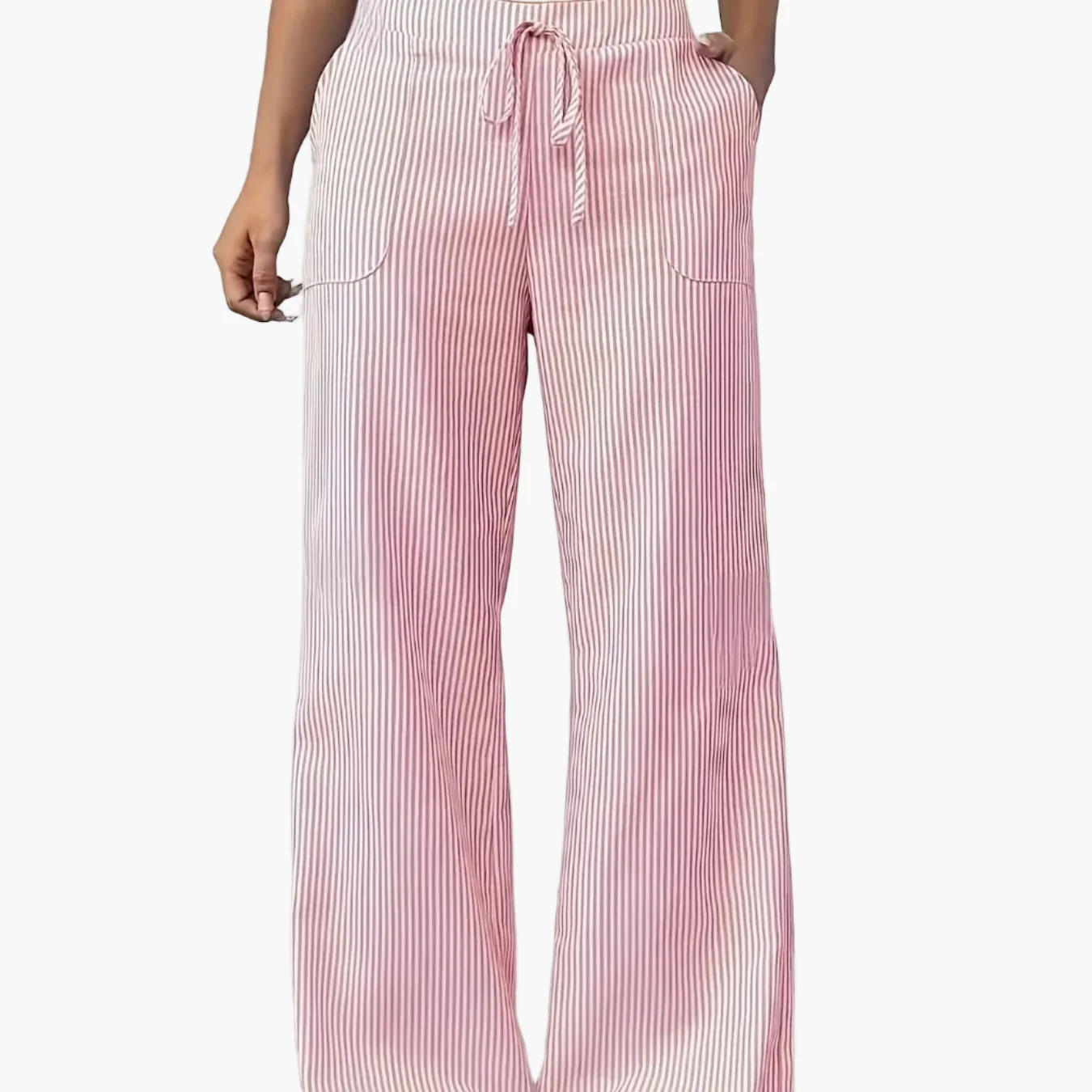 Pantalon large à rayures style décontracté pour femme, idéal pour les week-ends et l'été - Image 13