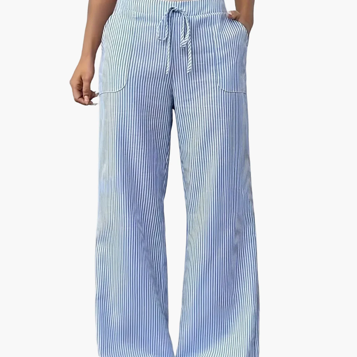 Pantalon large à rayures style décontracté pour femme, idéal pour les week-ends et l'été - Image 14