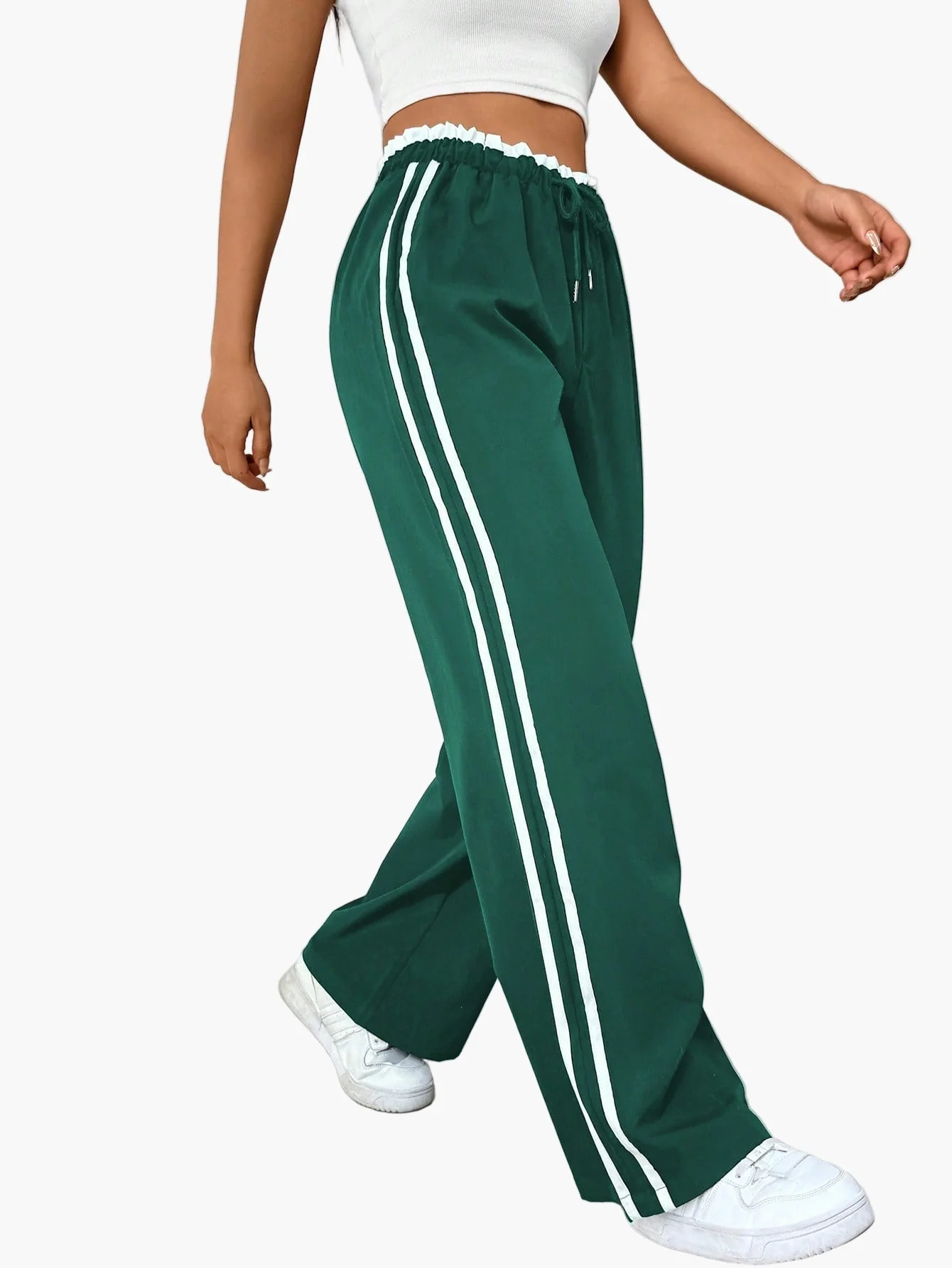Pantalon large sport femme style streetwear à bandes – coupe décontractée idéale pour le quotidien - Image 6