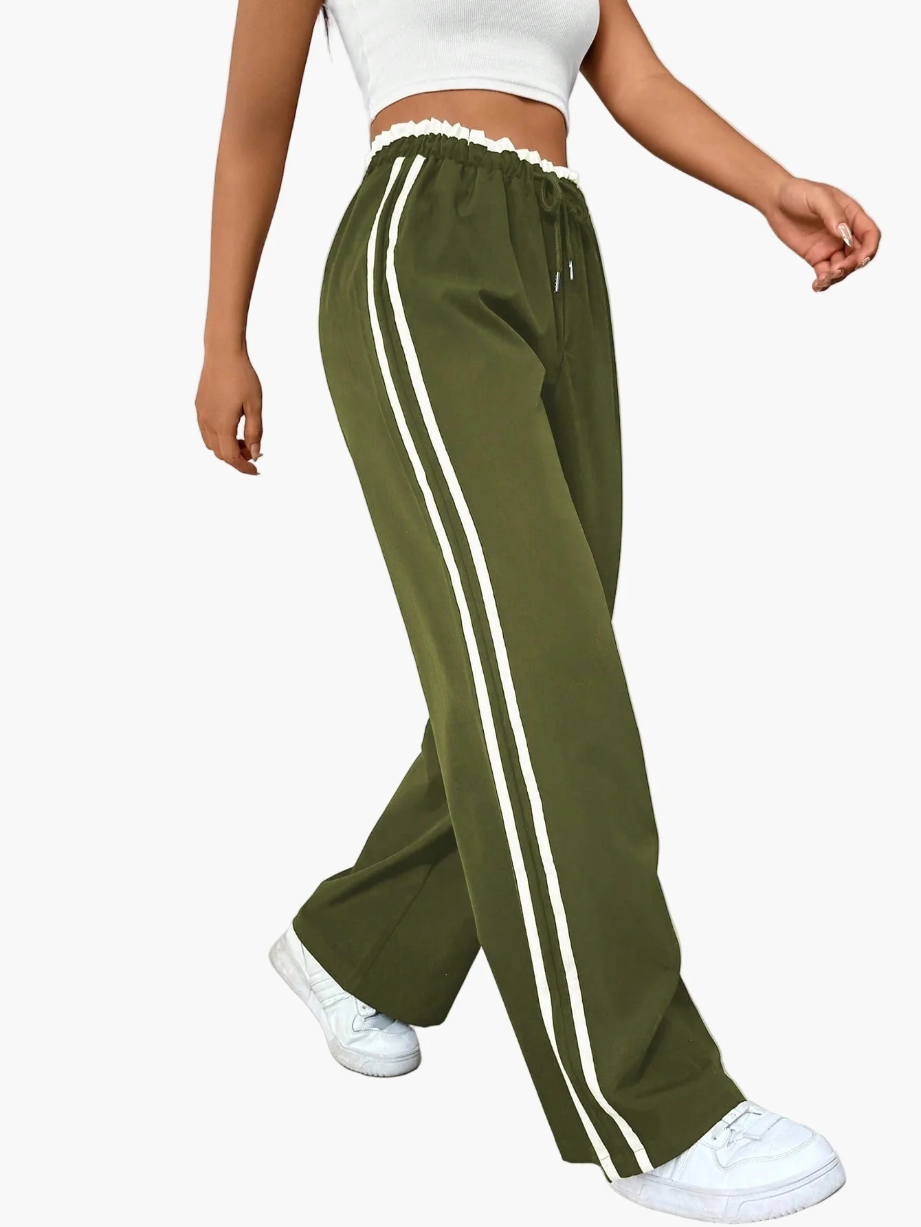 Pantalon large sport femme style streetwear à bandes – coupe décontractée idéale pour le quotidien - Image 7