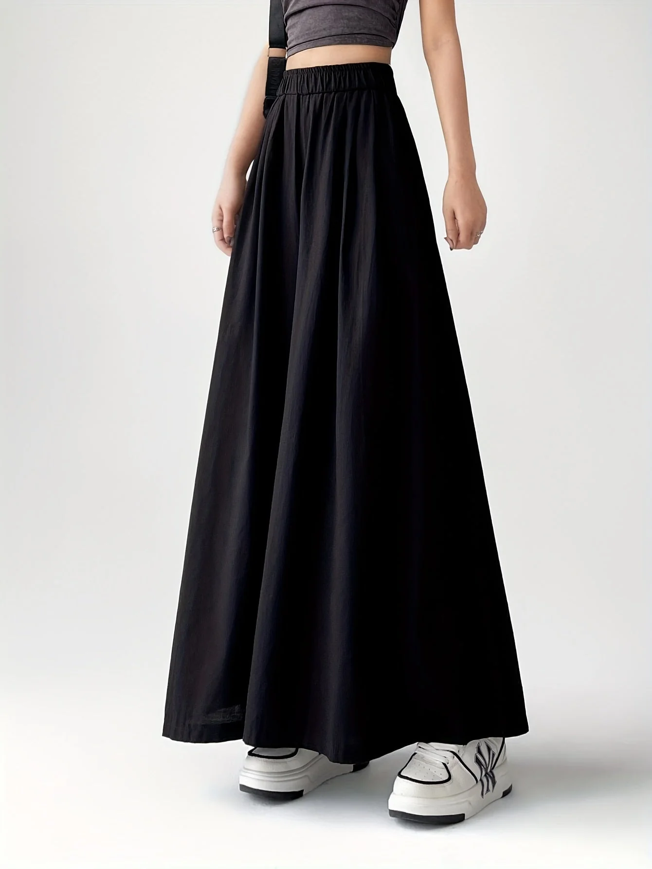 Pantalon large style jupe-culotte femme, coupe ample, tendance décontractée - Image 3