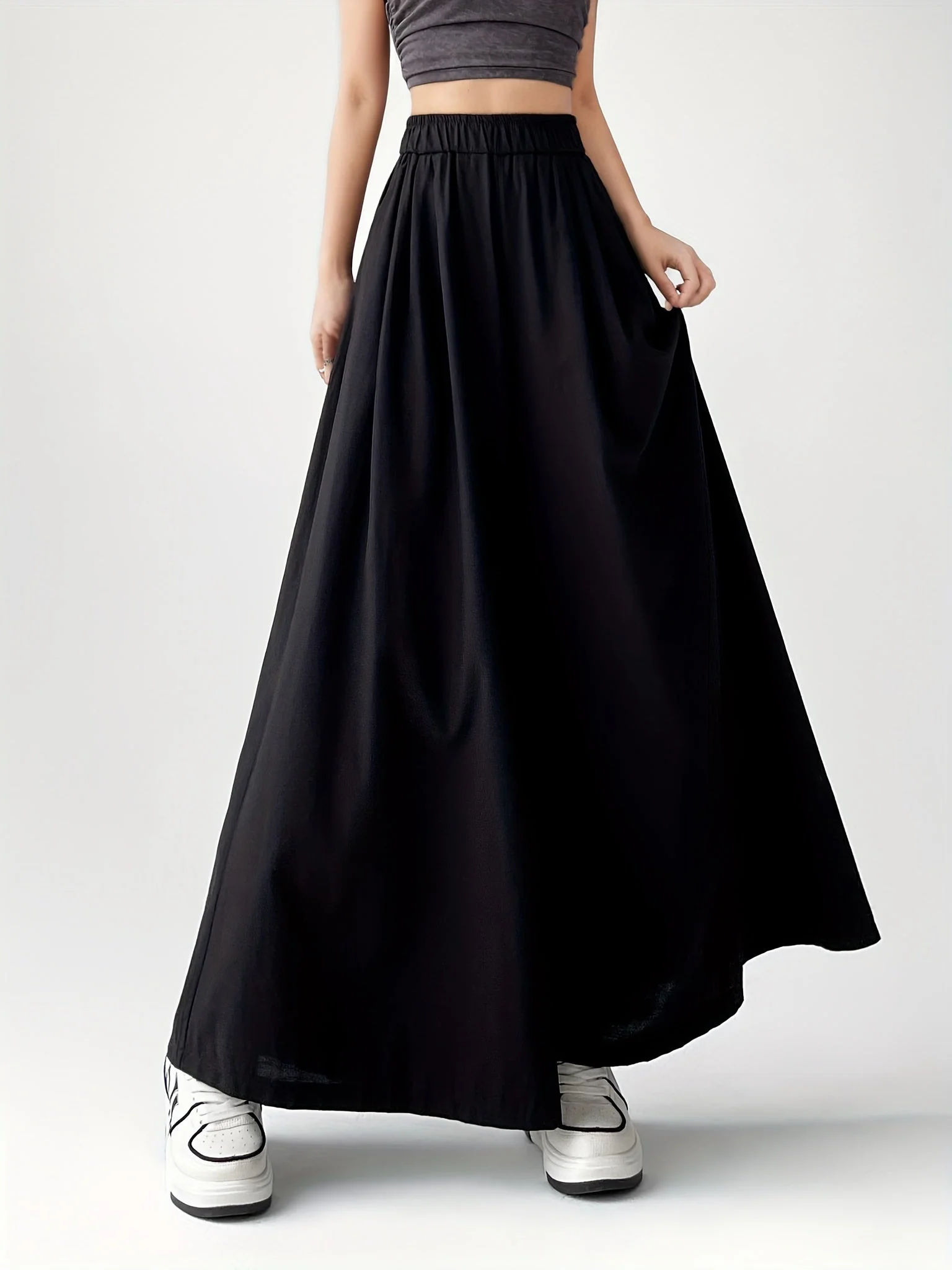 Pantalon large style jupe-culotte femme, coupe ample, tendance décontractée - Image 5
