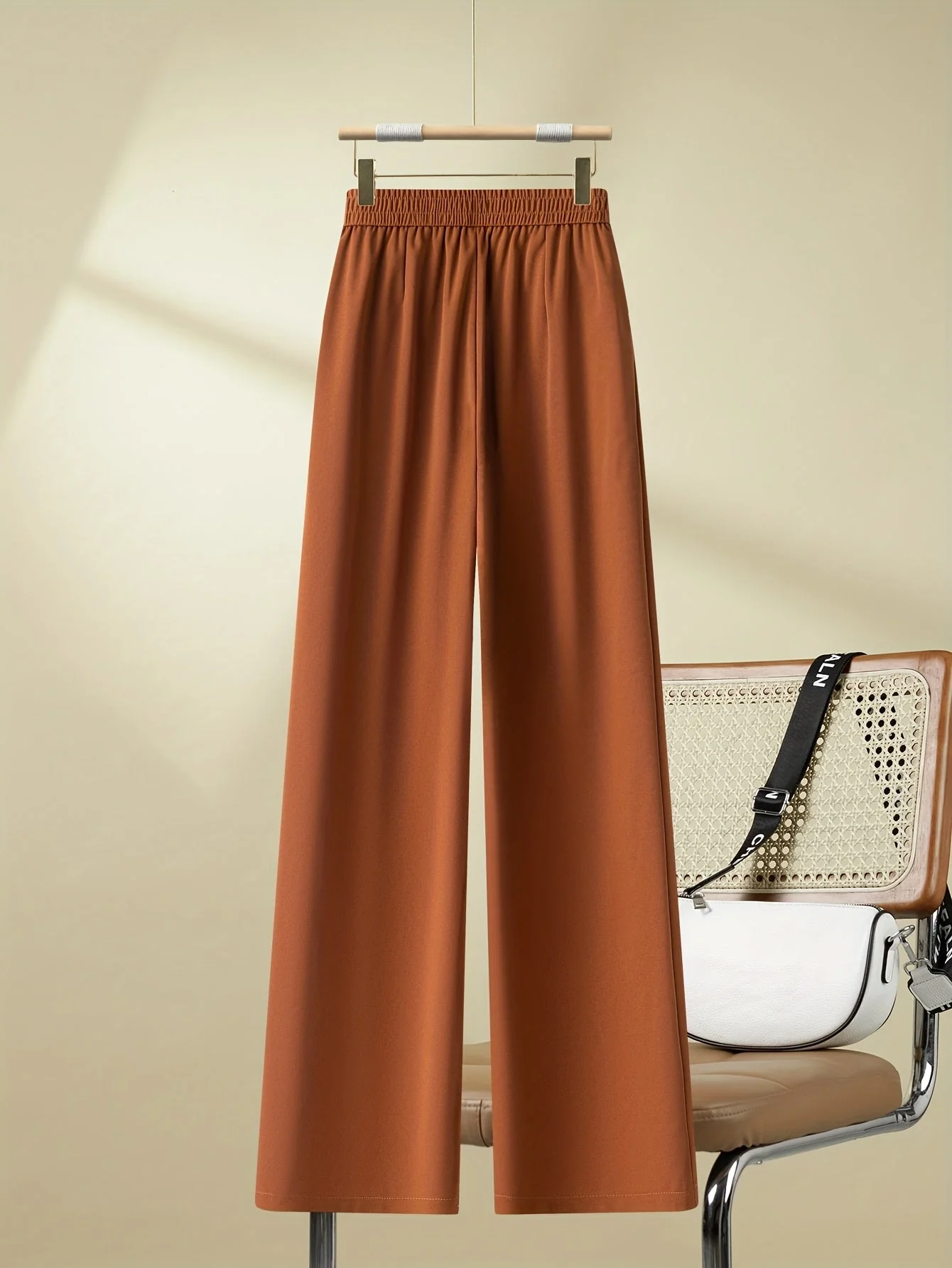 Pantalon large taille haute à boutons élégants pour femme - Style décontracté chic - Image 2