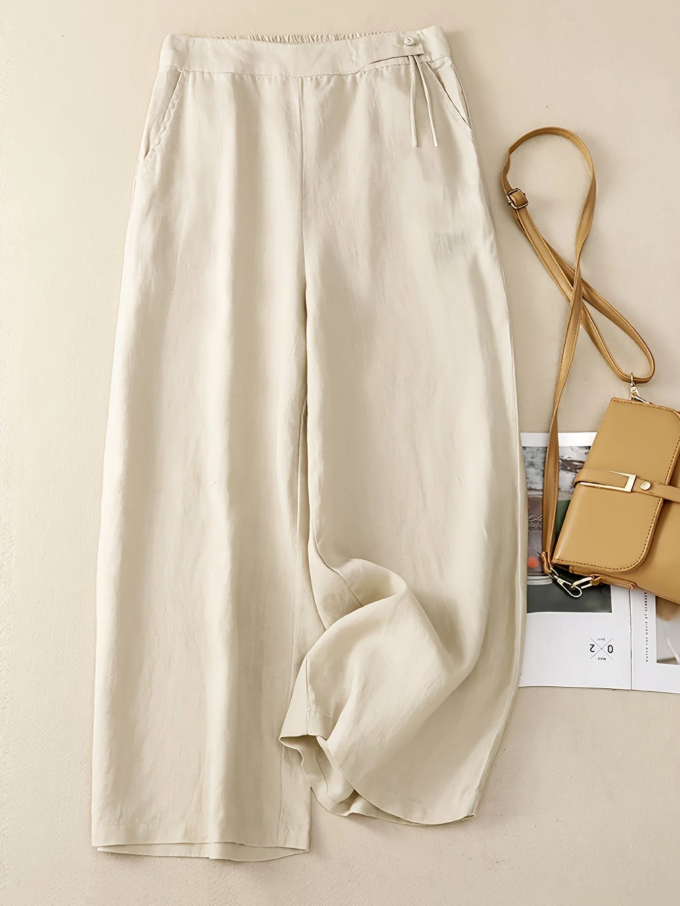 Pantalon large taille haute femme style élégant pour printemps et été - Image 3