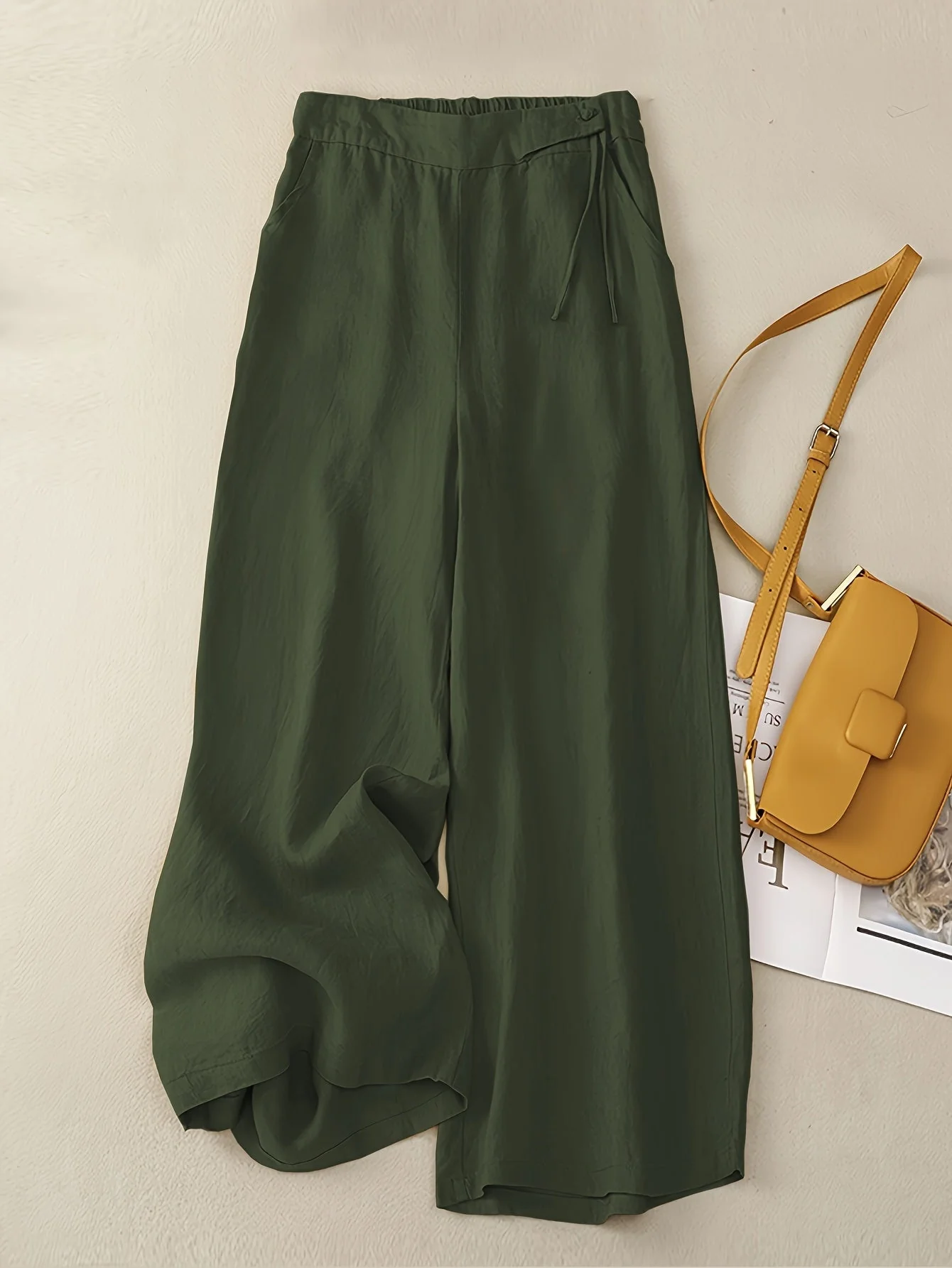 Pantalon large taille haute femme style élégant pour printemps et été - Image 4