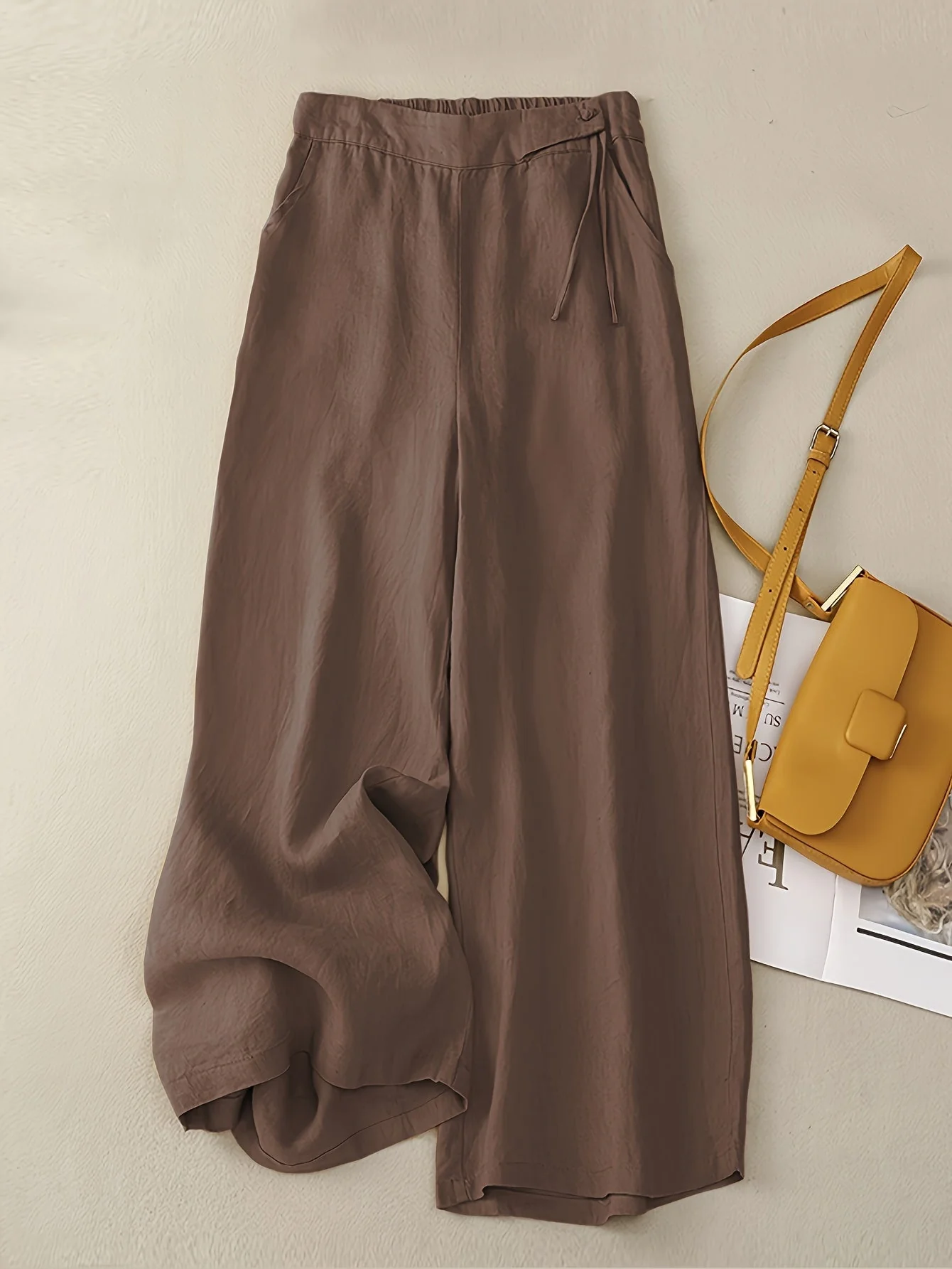 Pantalon large taille haute femme style élégant pour printemps et été - Image 6