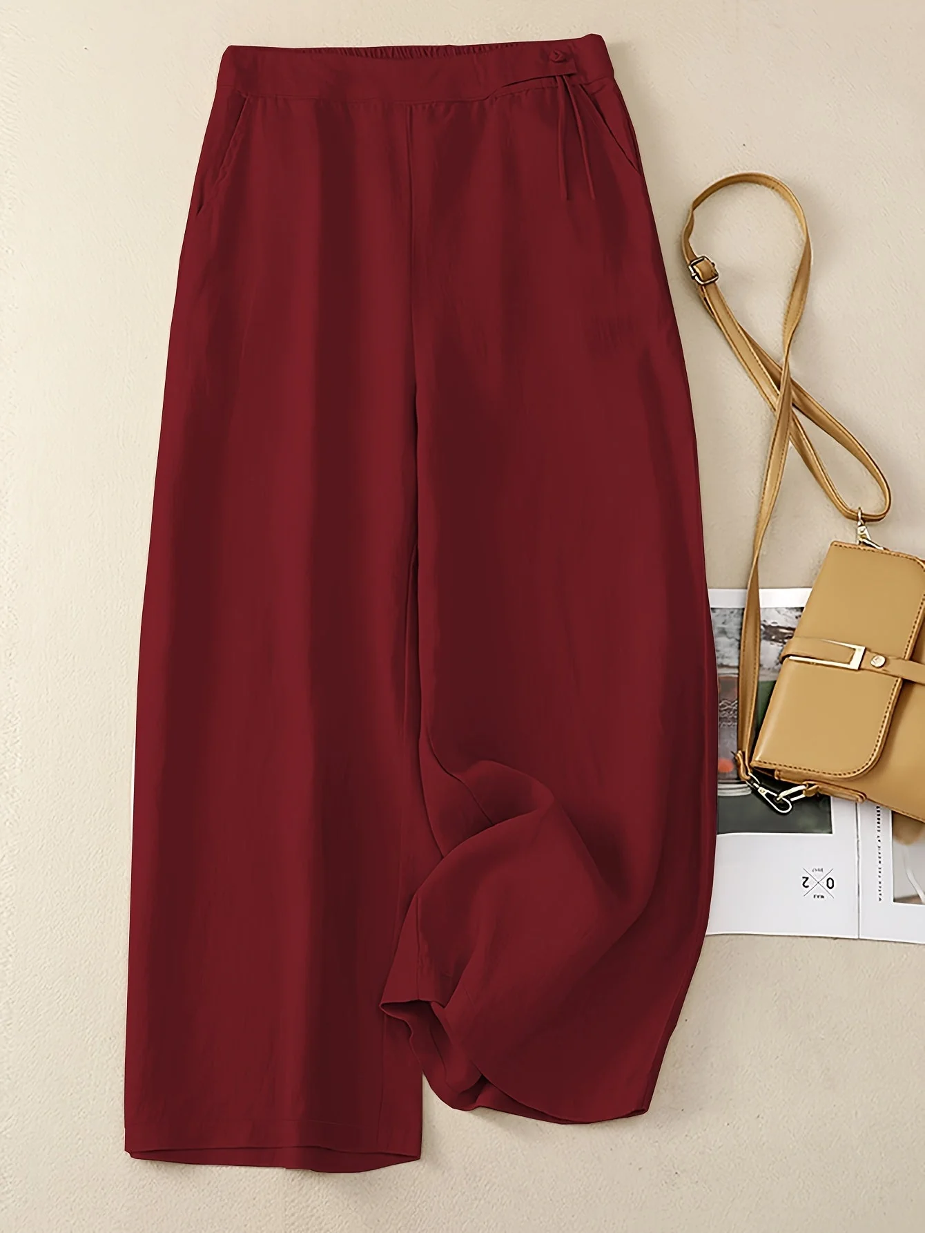 Pantalon large taille haute femme style élégant pour printemps et été - Image 8