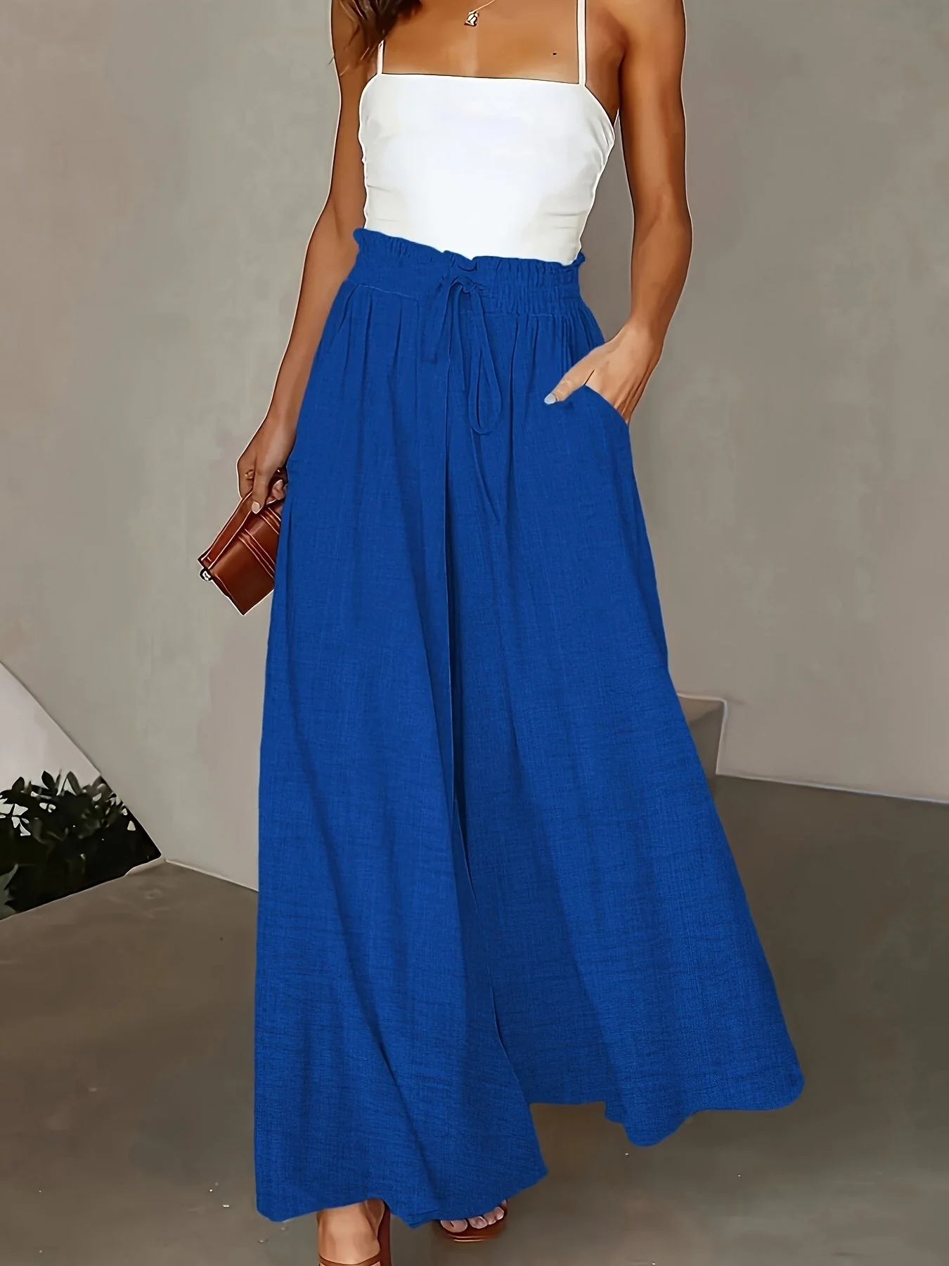 Pantalon large taille haute femme style élégant pour printemps et automne - Image 10