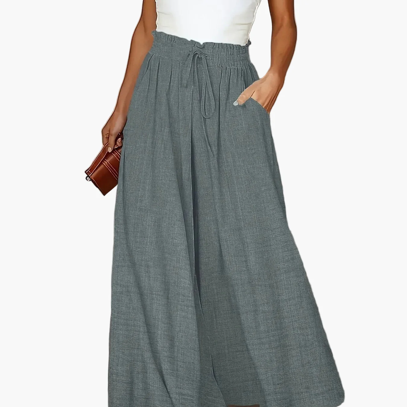 Pantalon large taille haute femme style élégant pour printemps et automne - Image 11