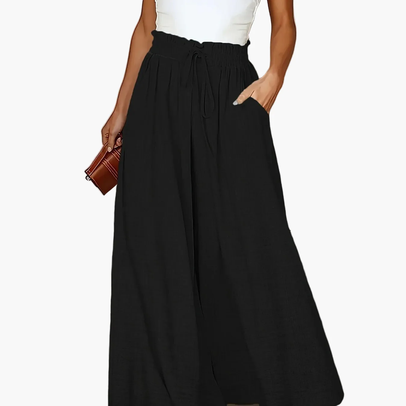 Pantalon large taille haute femme style élégant pour printemps et automne - Image 12
