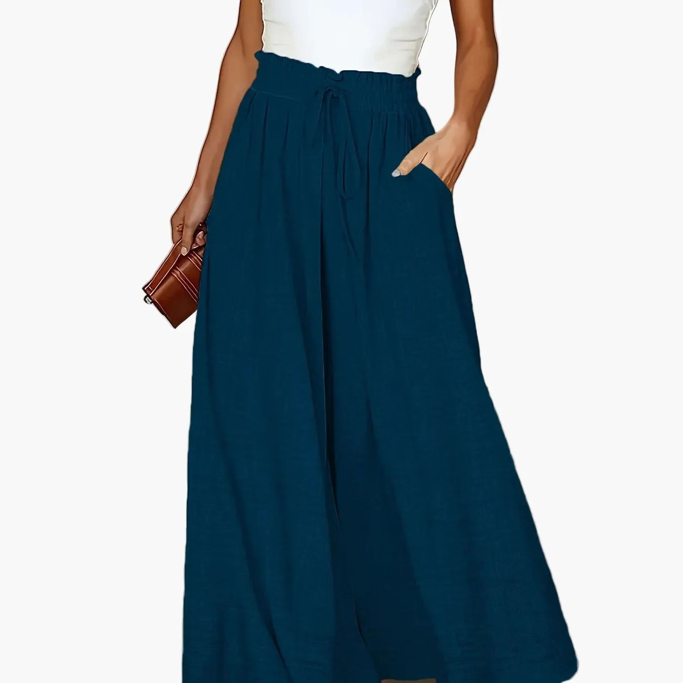 Pantalon large taille haute femme style élégant pour printemps et automne - Image 14