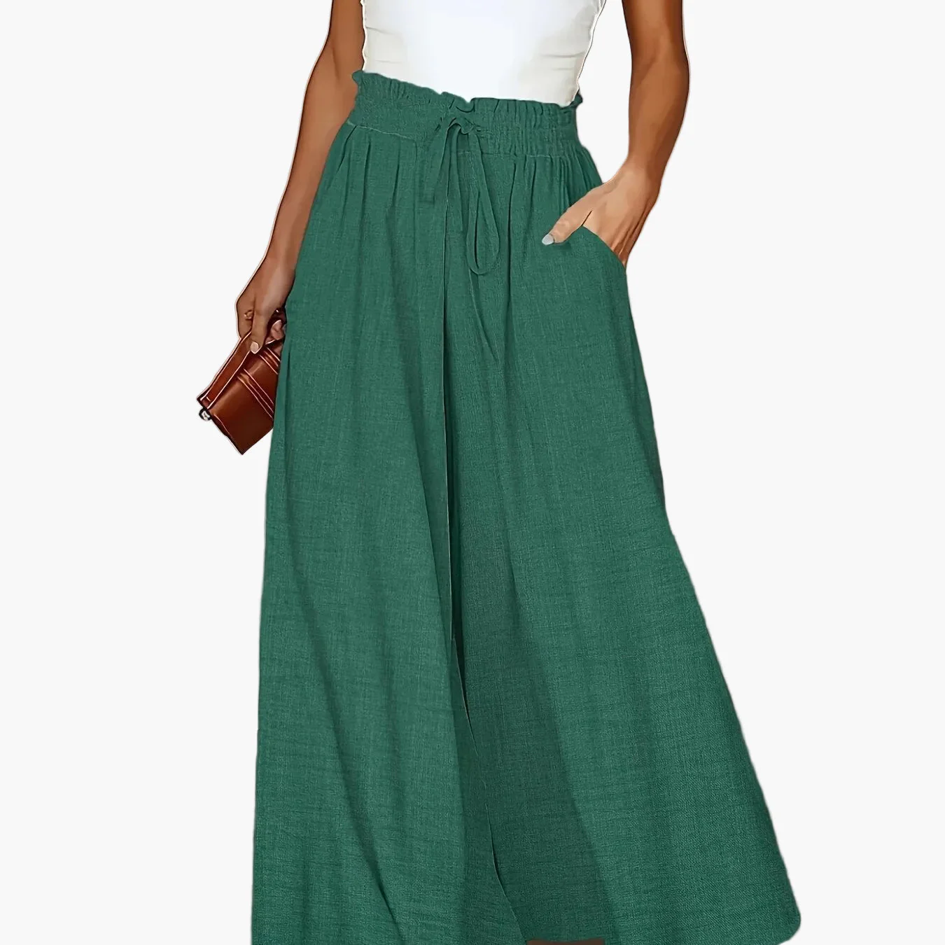 Pantalon large taille haute femme style élégant pour printemps et automne - Image 16
