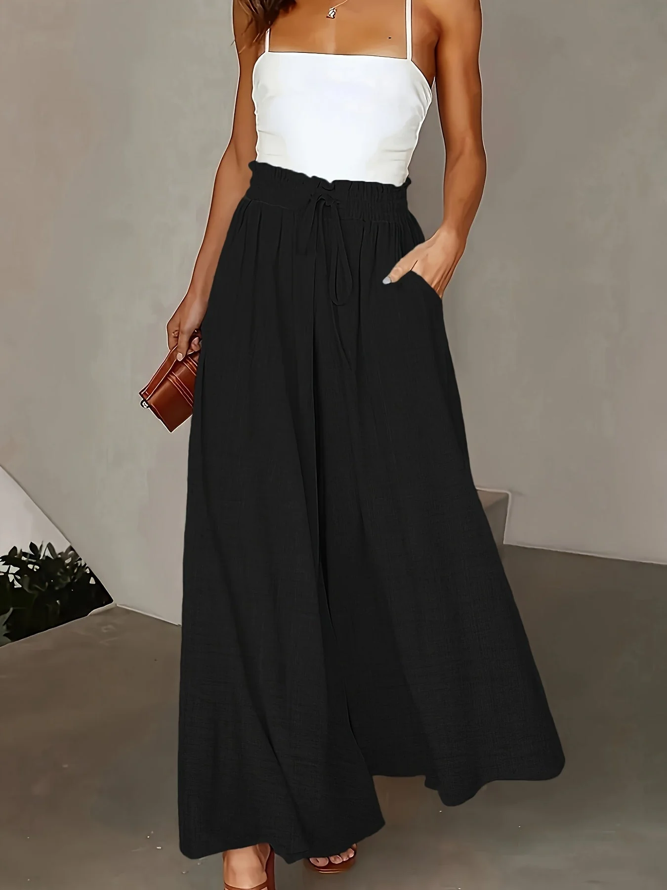 Pantalon large taille haute femme style élégant pour printemps et automne - Image 7