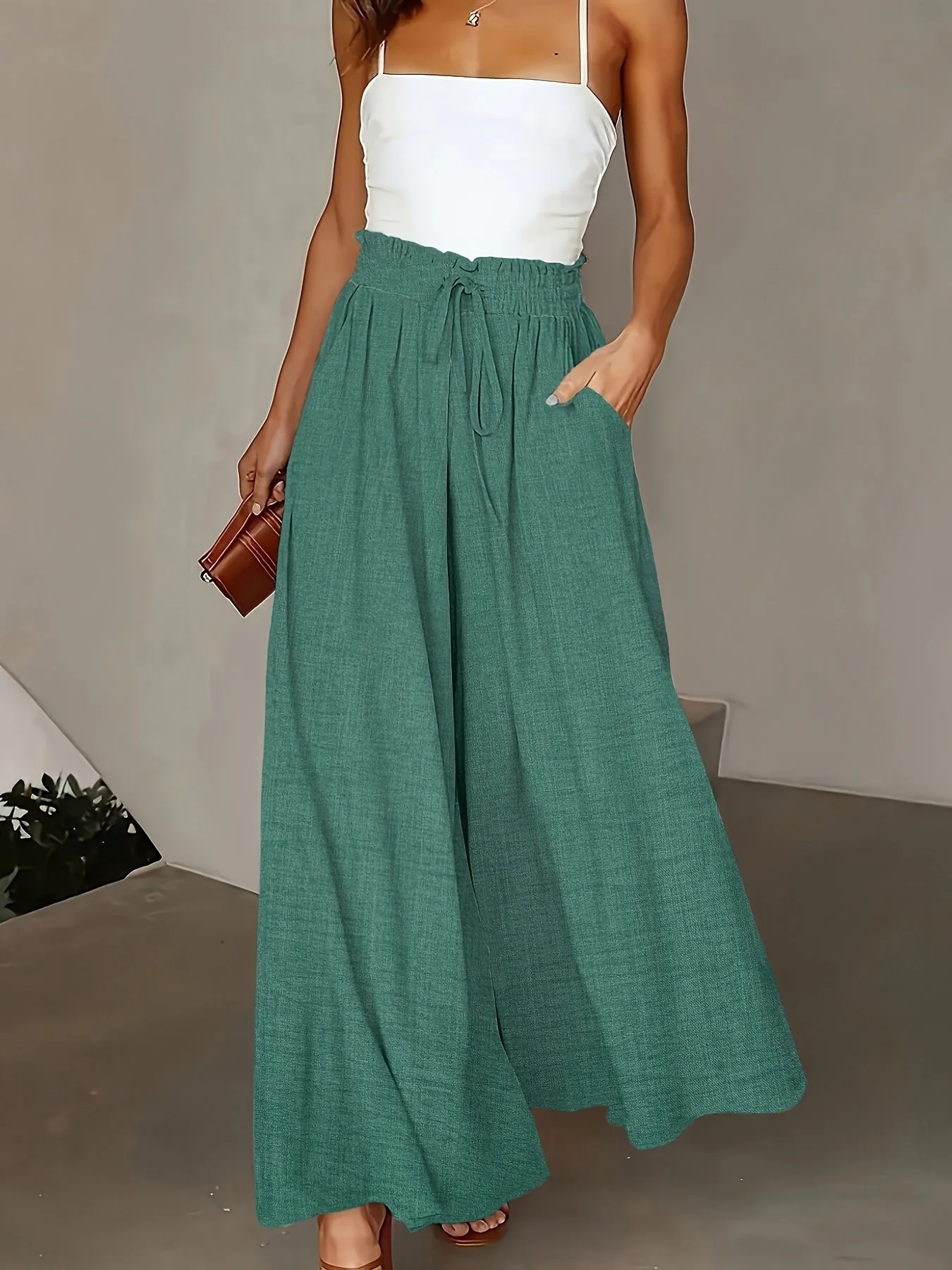 Pantalon large taille haute femme style élégant pour printemps et automne - Image 9