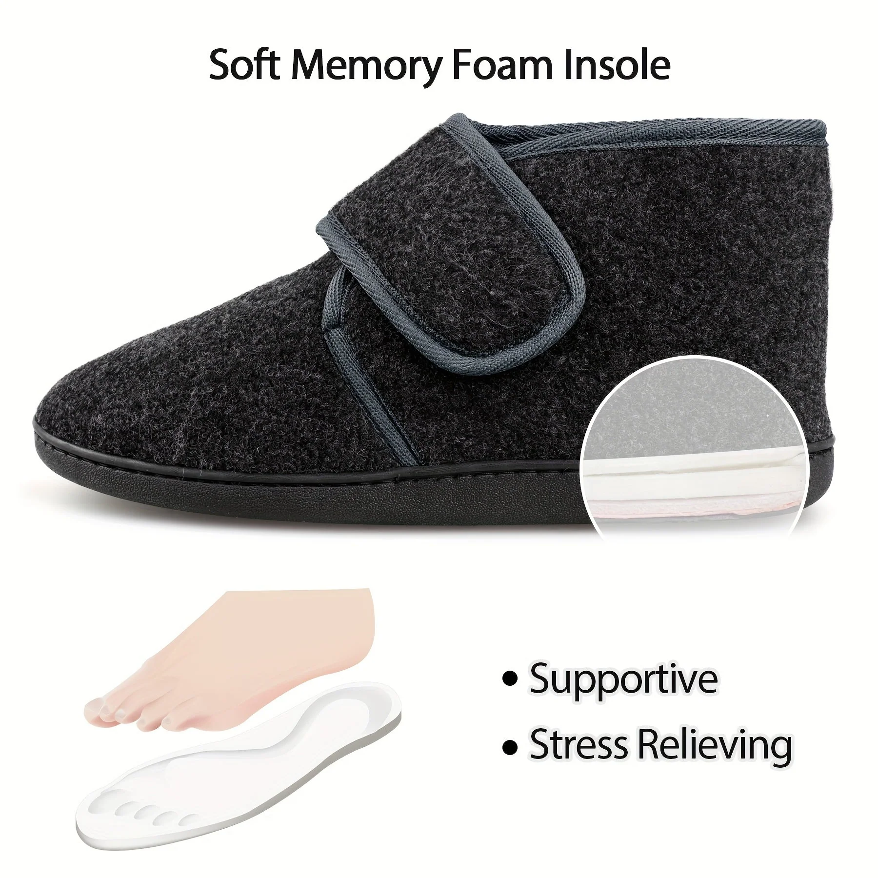 Pantoufles montantes confort à scratch pour homme – Style classique et maintien optimal - Image 8