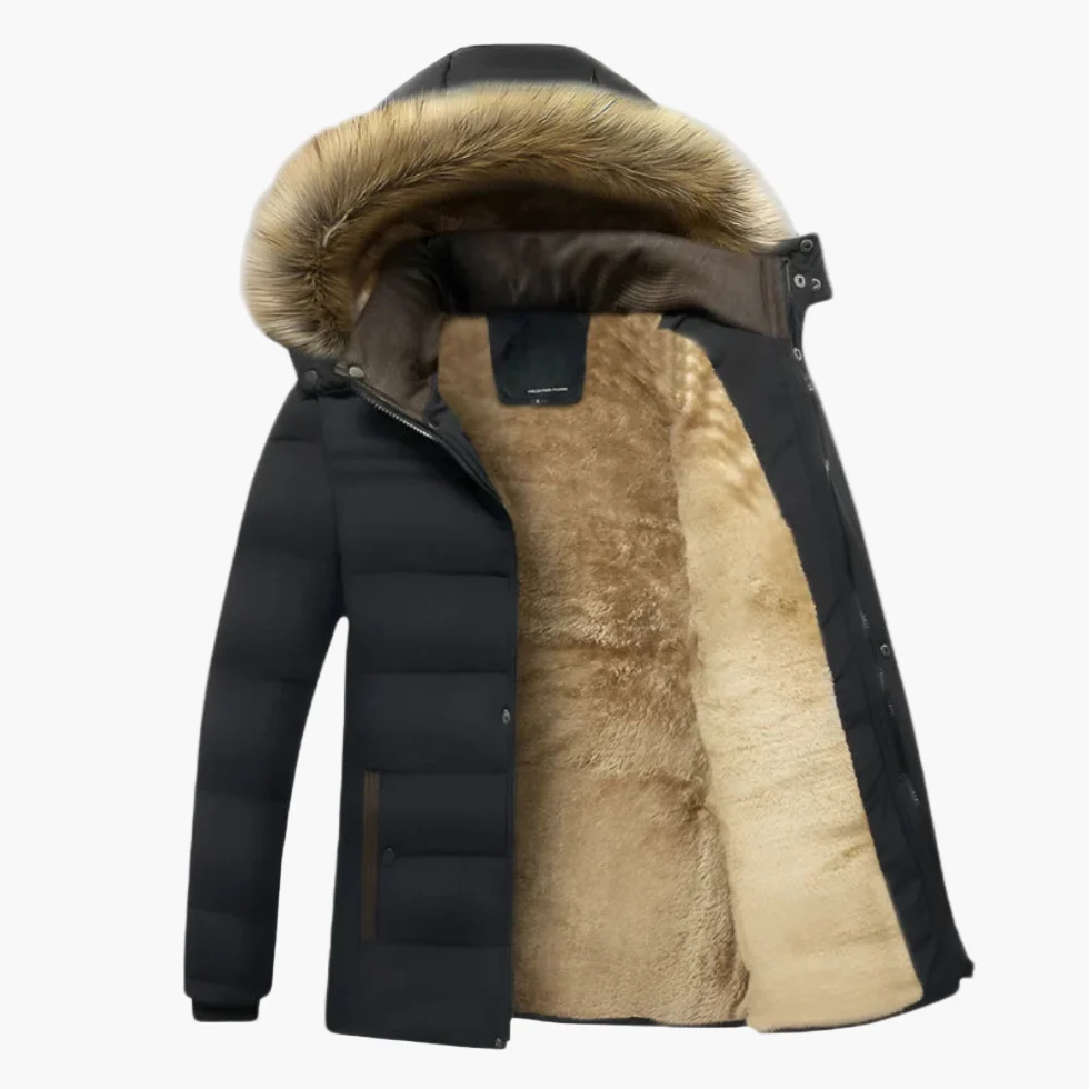 Parka d'hiver homme à capuche doublée polaire style urbain chaud et imperméable - Image 4