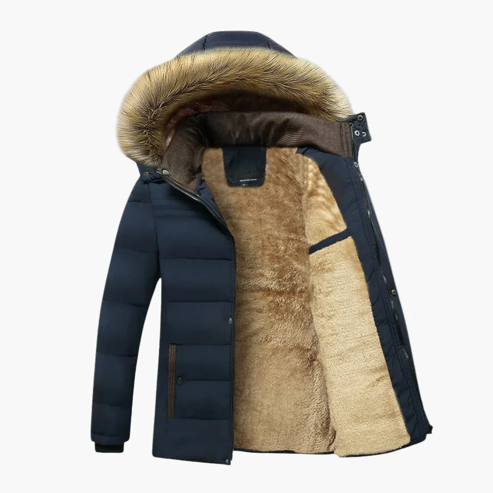 Parka d'hiver homme à capuche doublée polaire style urbain chaud et imperméable - Image 5
