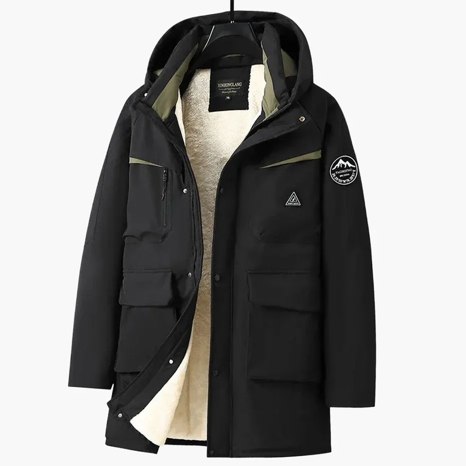 Parka homme grande taille style outdoor avec capuche et poches multiples - Image 6