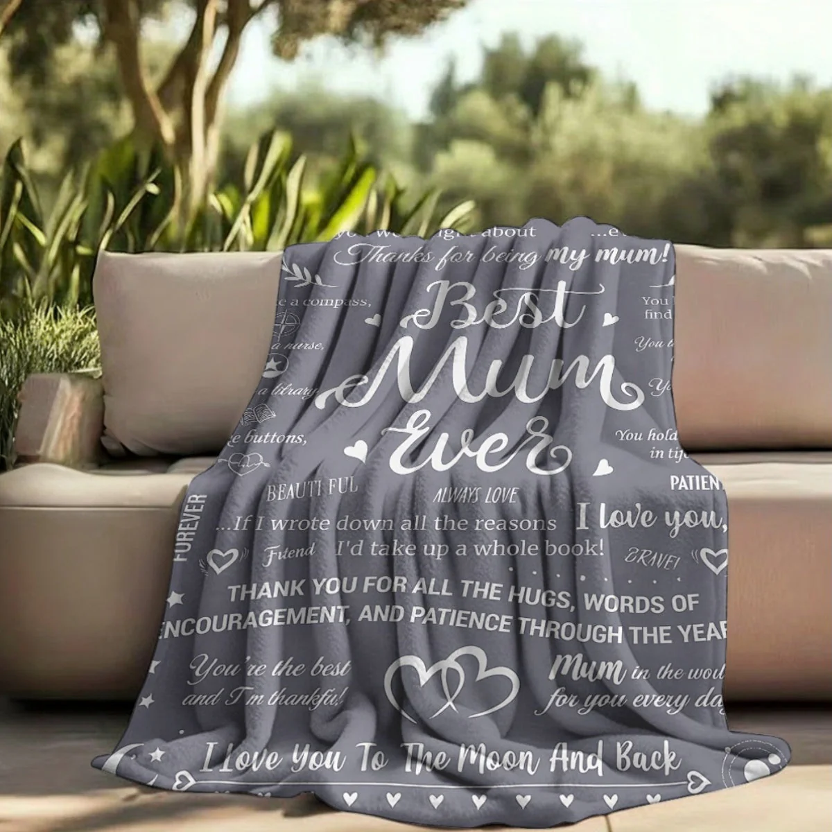 Plaid Cadeau Femme - Couverture Sentimentale Style Boho pour Maman avec Messages d'Amour et de Reconnaissance - Image 4