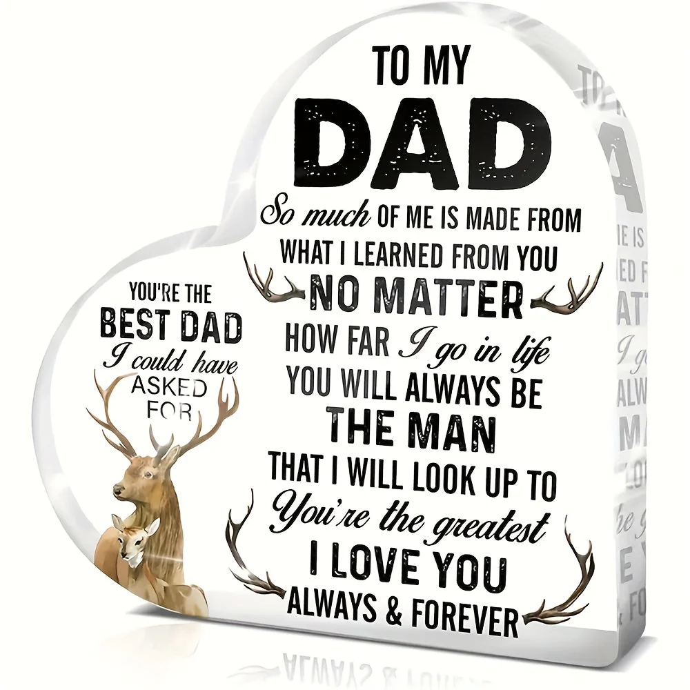Plaque Décorative en Acrylique Premium pour Hommes – Cadeau Sentimental pour Papa, Style Cœur, Message d’Amour et d’Admiration - Image 3