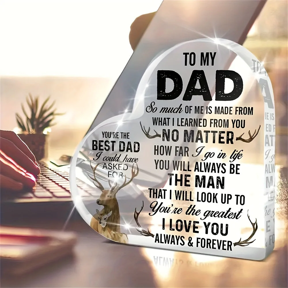 Plaque Décorative en Acrylique Premium pour Hommes – Cadeau Sentimental pour Papa, Style Cœur, Message d’Amour et d’Admiration - Image 4