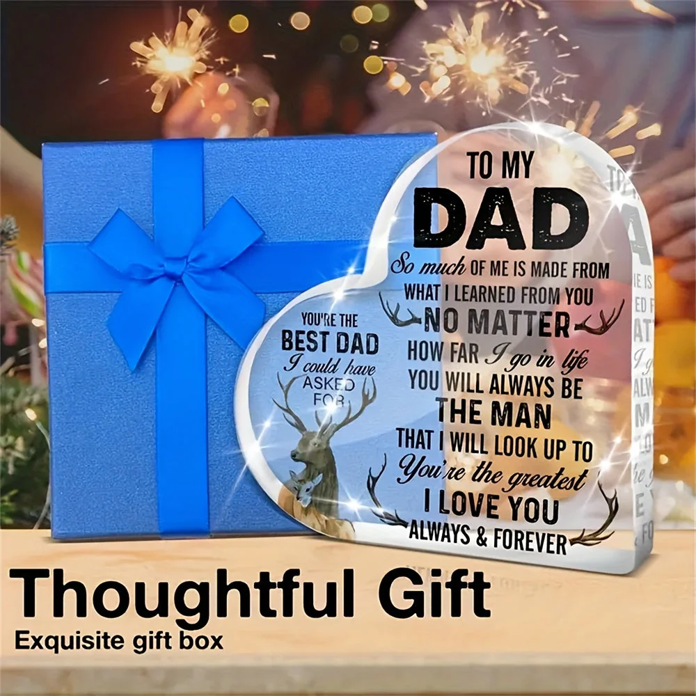 Plaque Décorative en Acrylique Premium pour Hommes – Cadeau Sentimental pour Papa, Style Cœur, Message d’Amour et d’Admiration - Image 5
