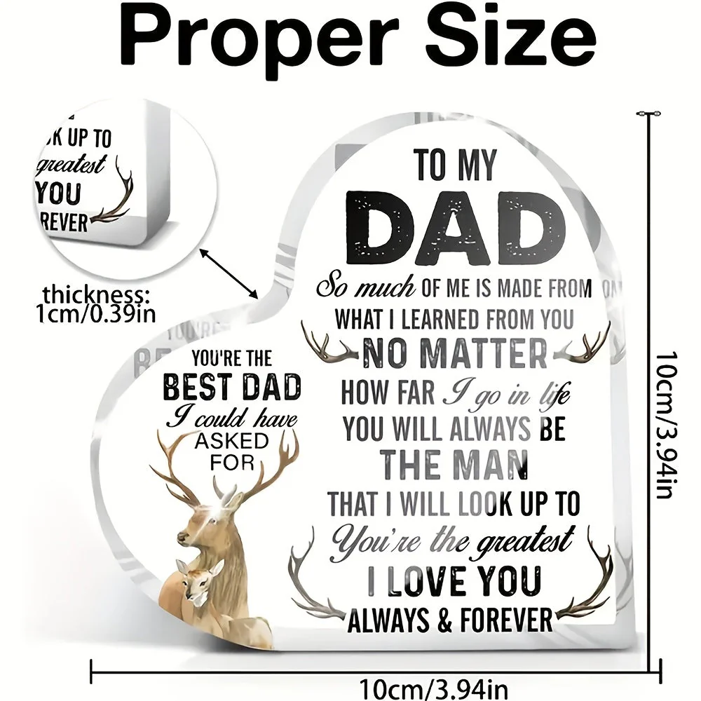 Plaque Décorative en Acrylique Premium pour Hommes – Cadeau Sentimental pour Papa, Style Cœur, Message d’Amour et d’Admiration - Image 7