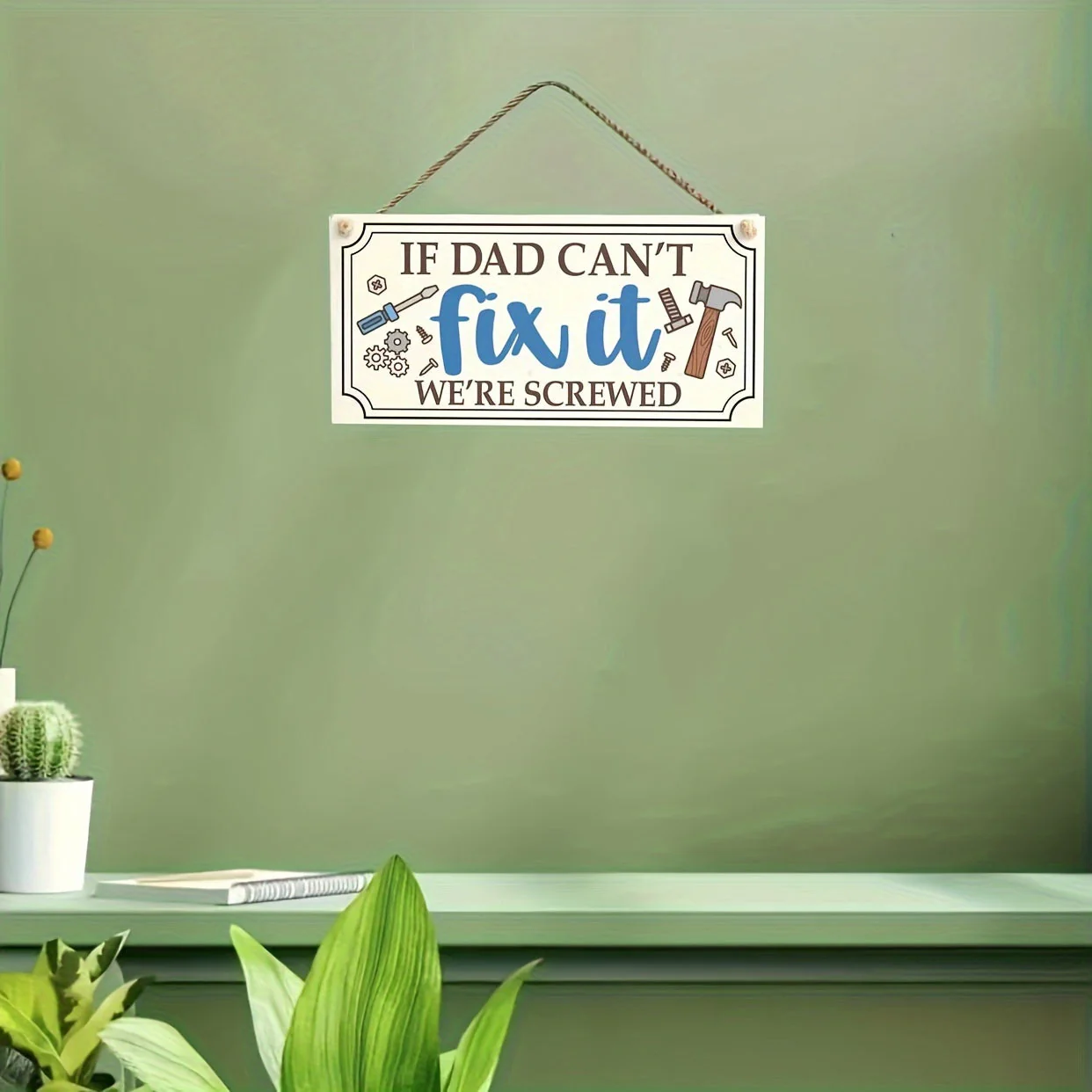 Plaque Murale Déco Humour pour Homme – Cadeau Atelier ou Garage – Panneau Suspendu "Si Papa Ne Peut Pas Réparer, On Est Fichus" - Image 6